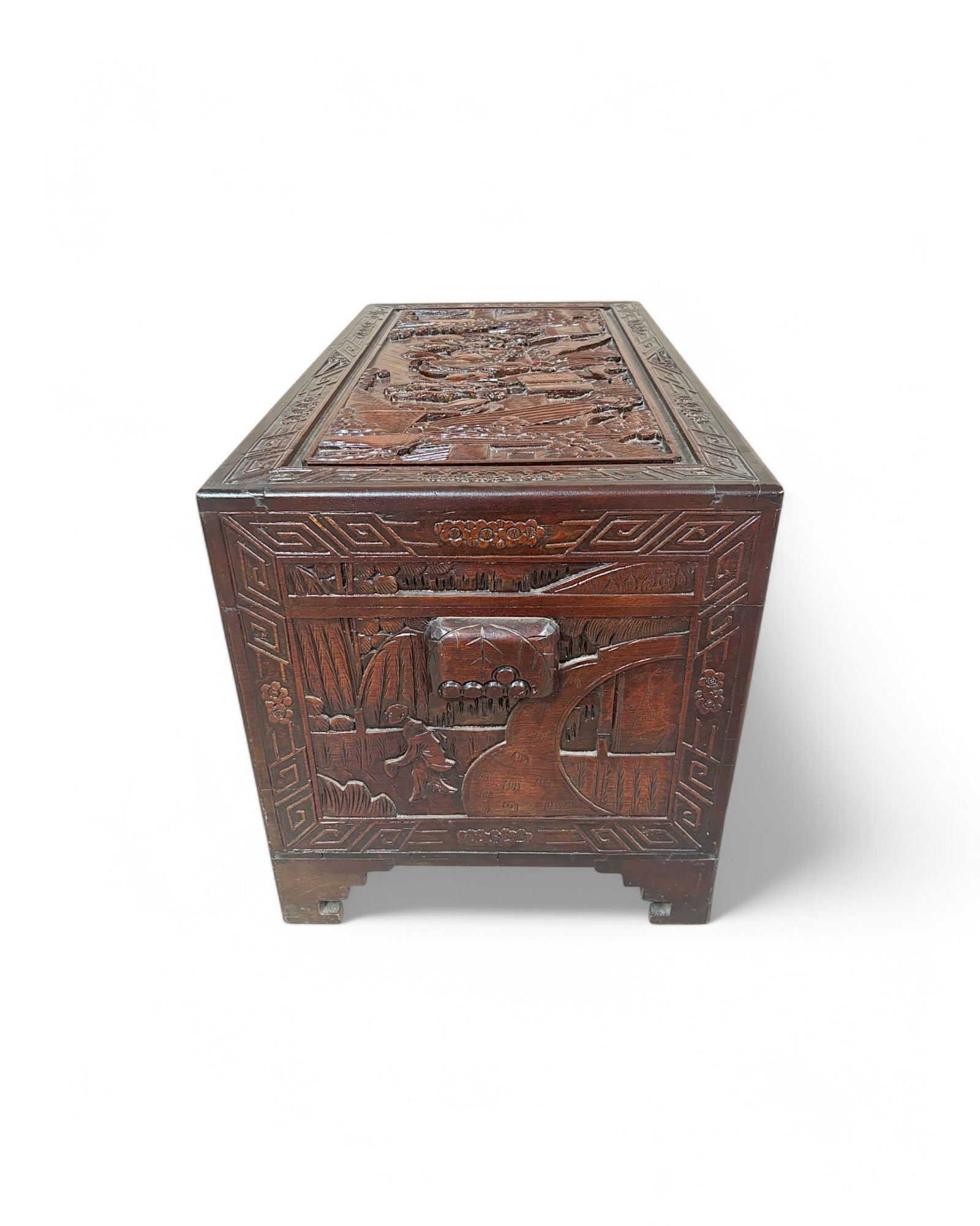 Fine Art Engraved Antique Chinese Storage Chest