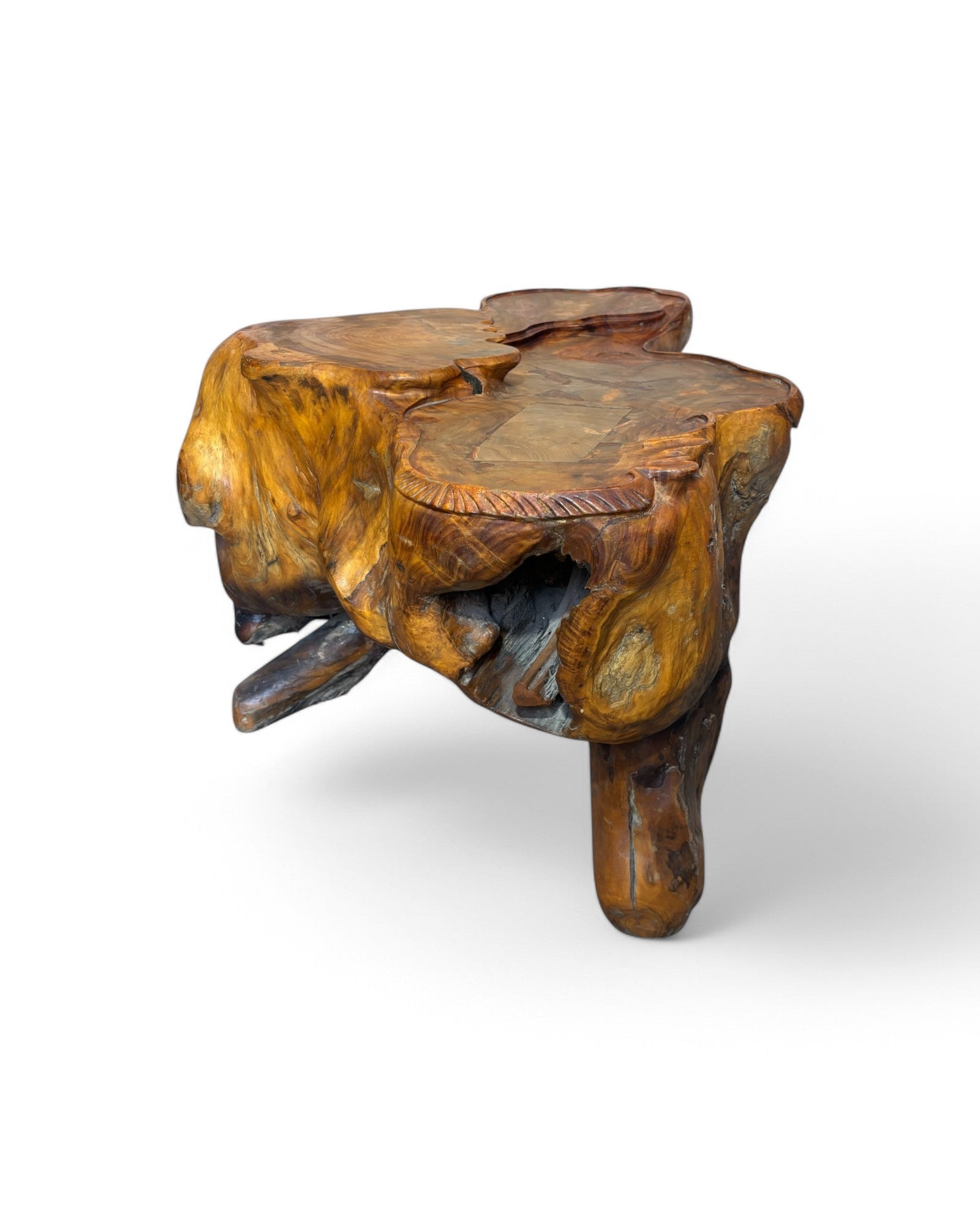 Natural Wood Carved Zhang Tea Table Station