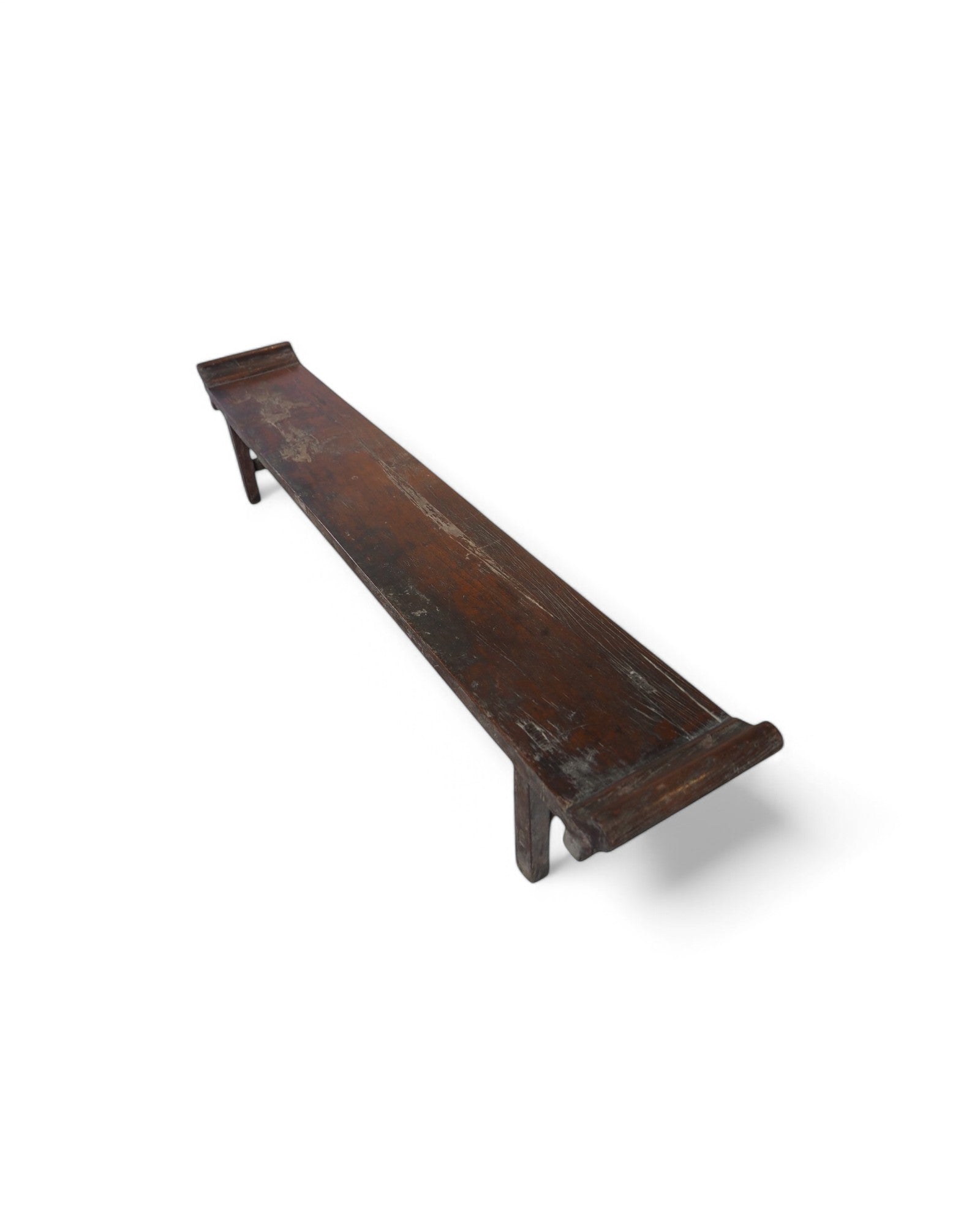 1750s Low Elm Maroon Chinese Ornametal Bench