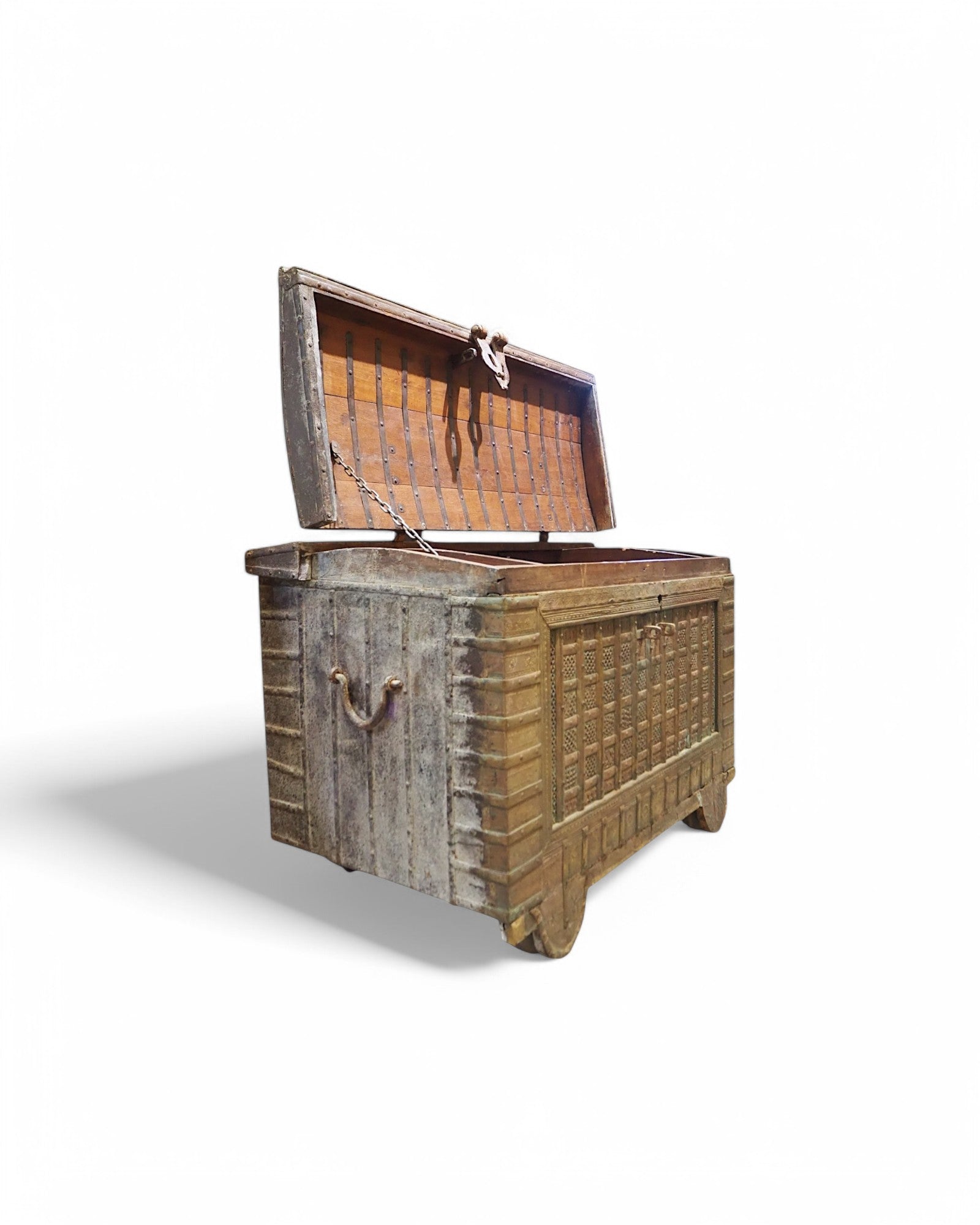 1940s Antique Jodhpuri Brass Plated Pitara Storage Chest