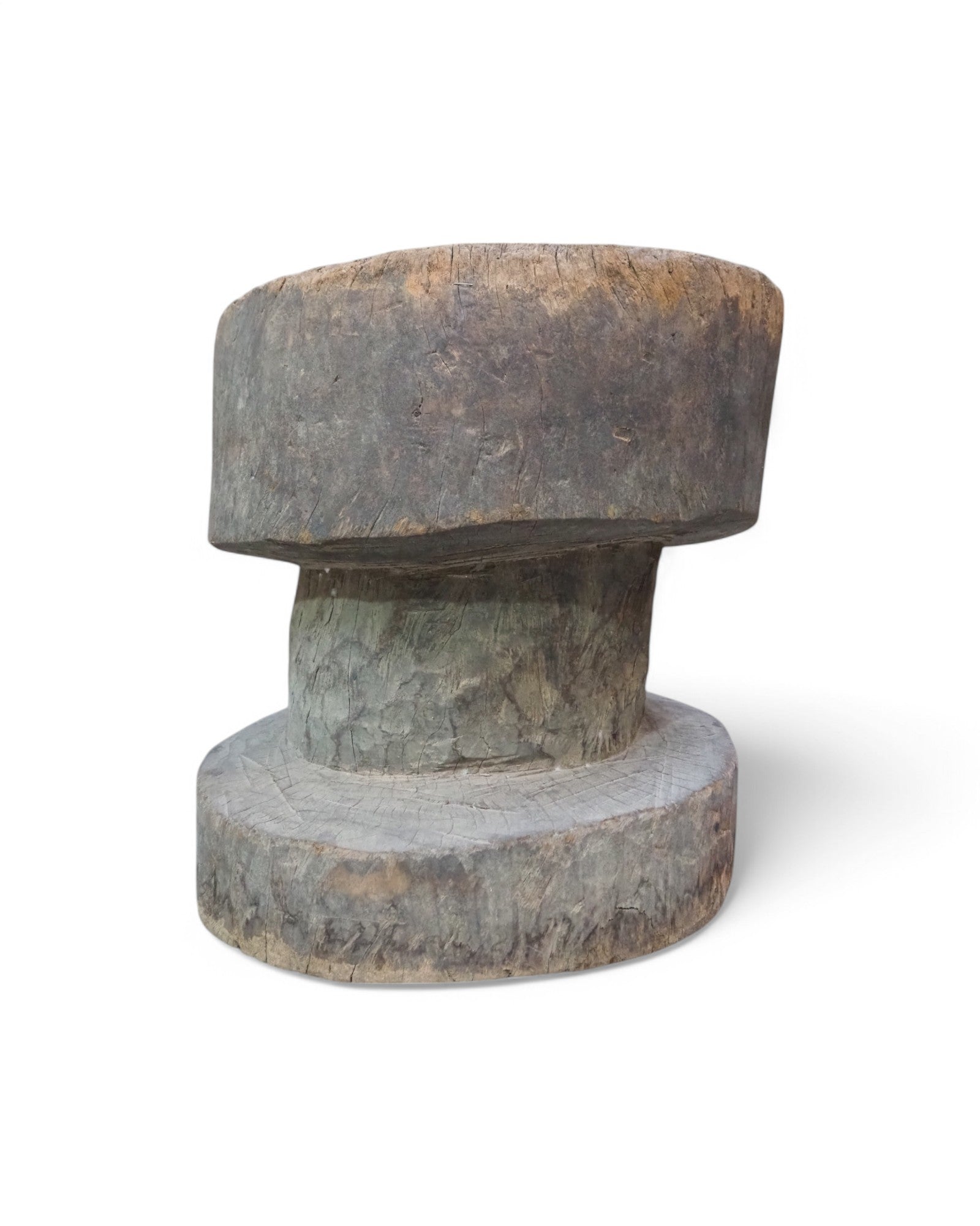 1920s Round Sectioned Indian Wooden Mortar