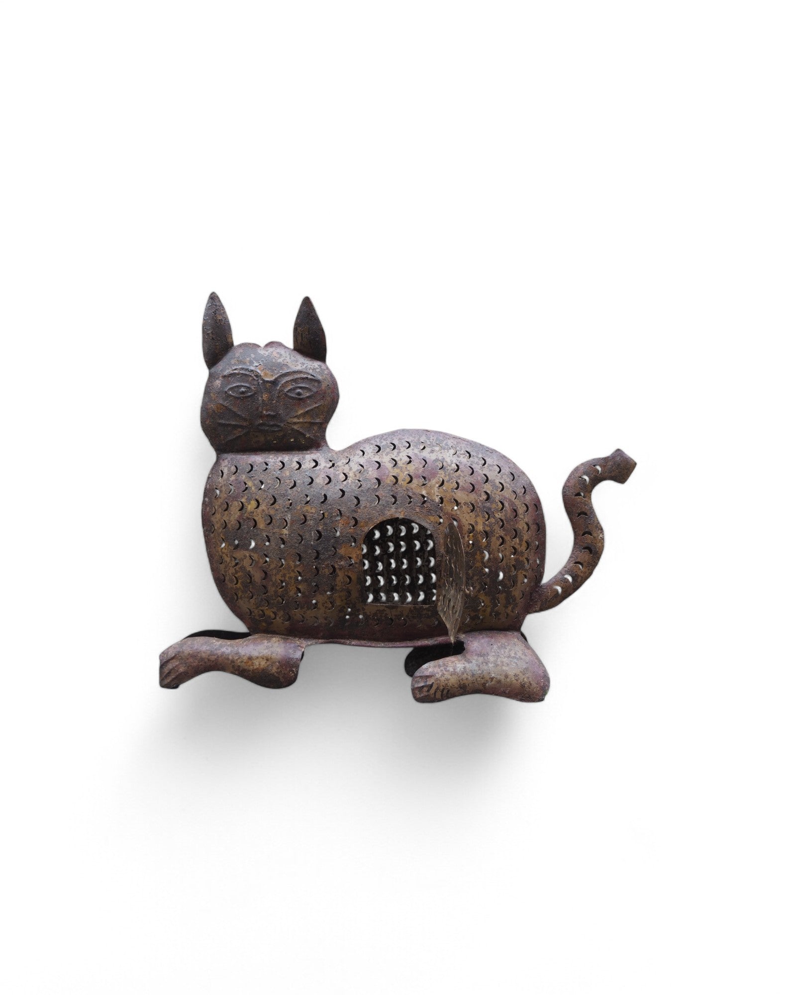 Steel Cat Scaled Candle Lantern