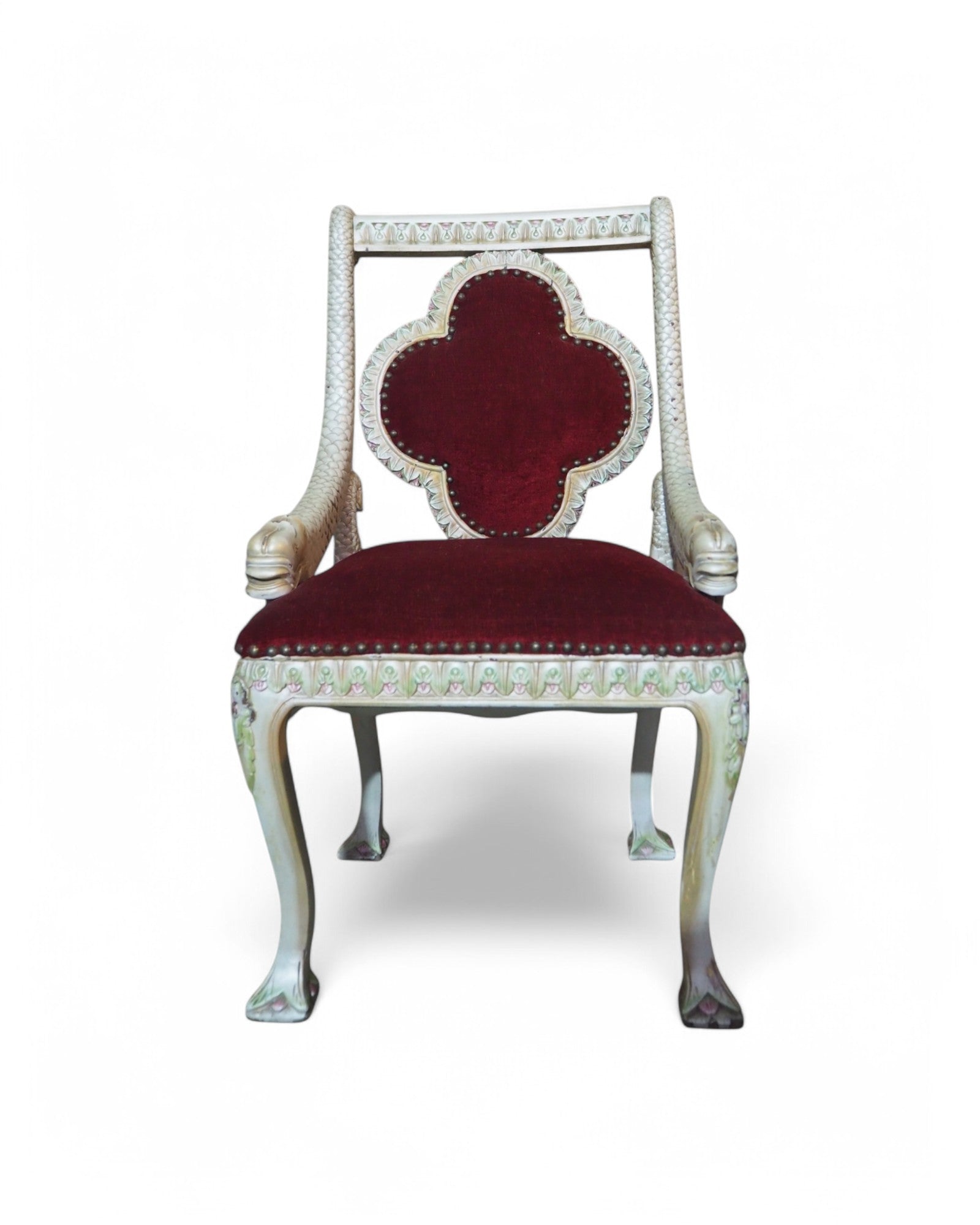 1920s Mermaid Pearl Antique Dining Table Set - 1 Table 8 Dining Chairs