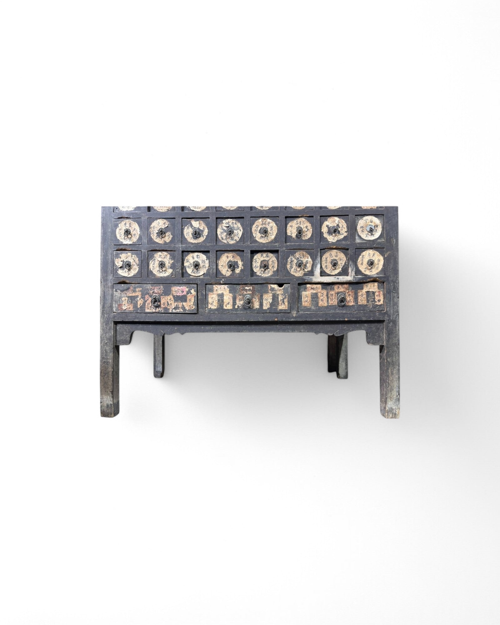 19th Century Antique Chinese Medicine Cabinet with Preserved Hand-Calligraphic Labels