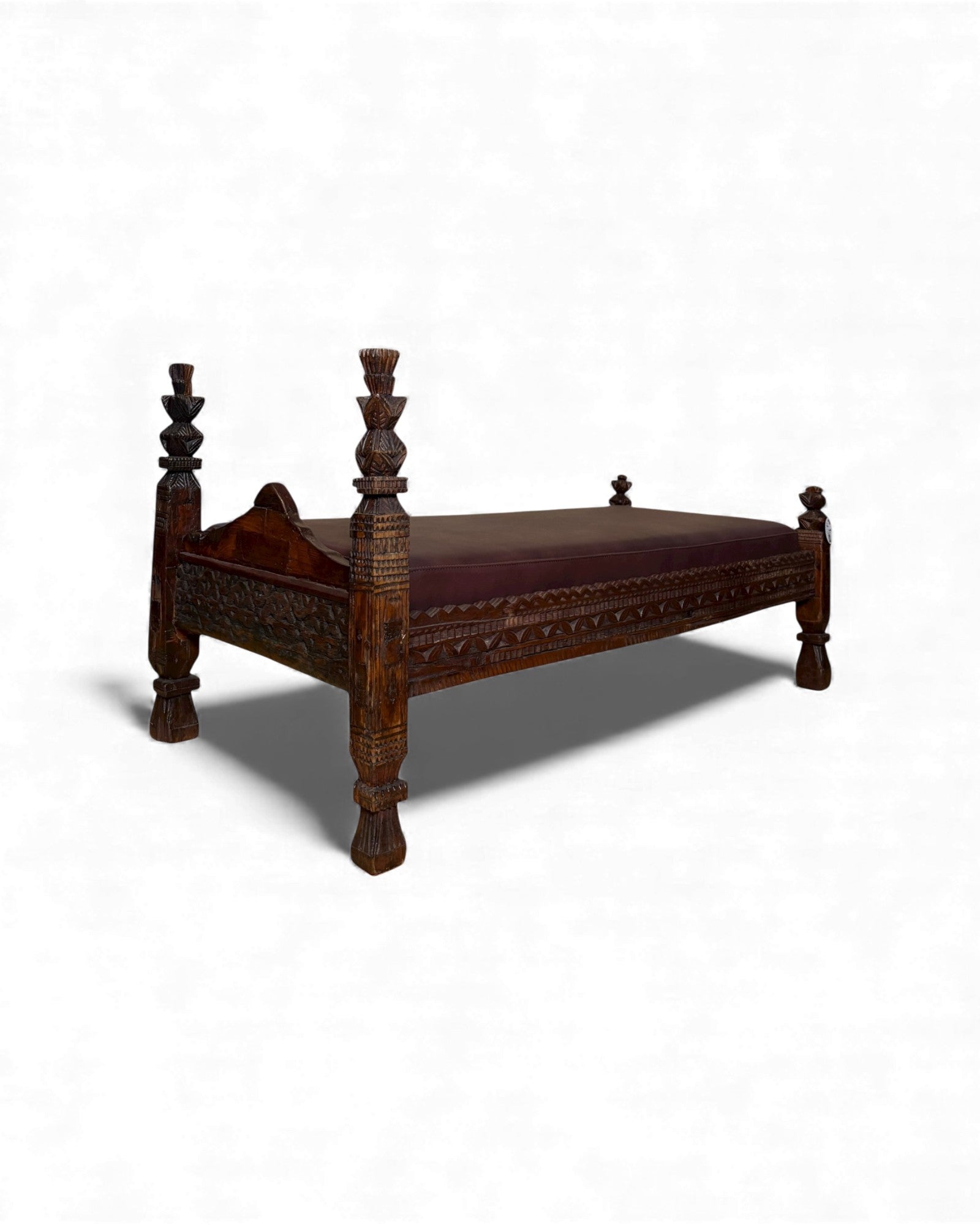 Antique Hand-Carved Wooden Daybed Surround Living - 16