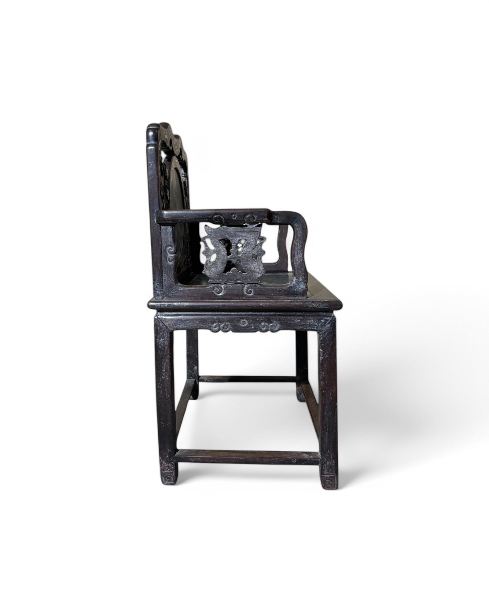 Chinese Pearl & Marble Engraved Tea Chair