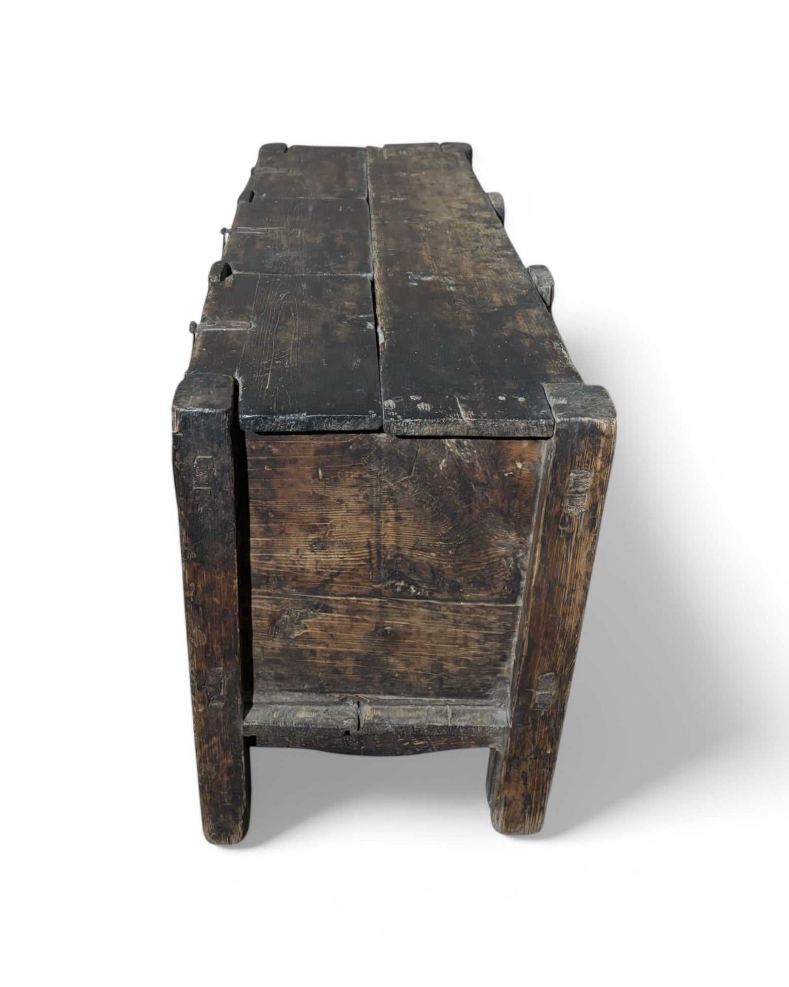 Antique Chinese Scenic Hand Painted Tri-Compartment Chest