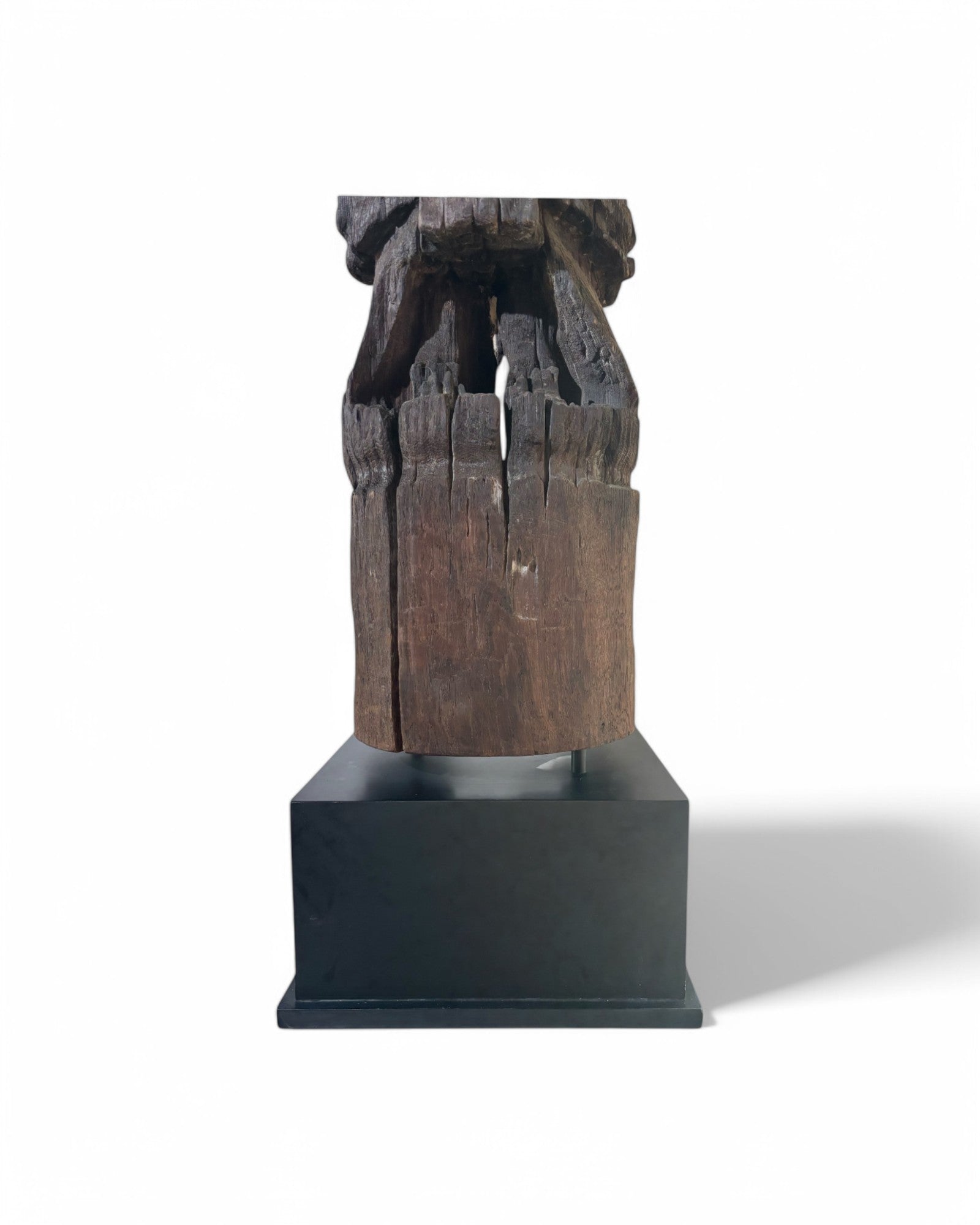 Life-Size Ancient Burmese Angel Wood Carving Sculpture, Retrieved from a Cave