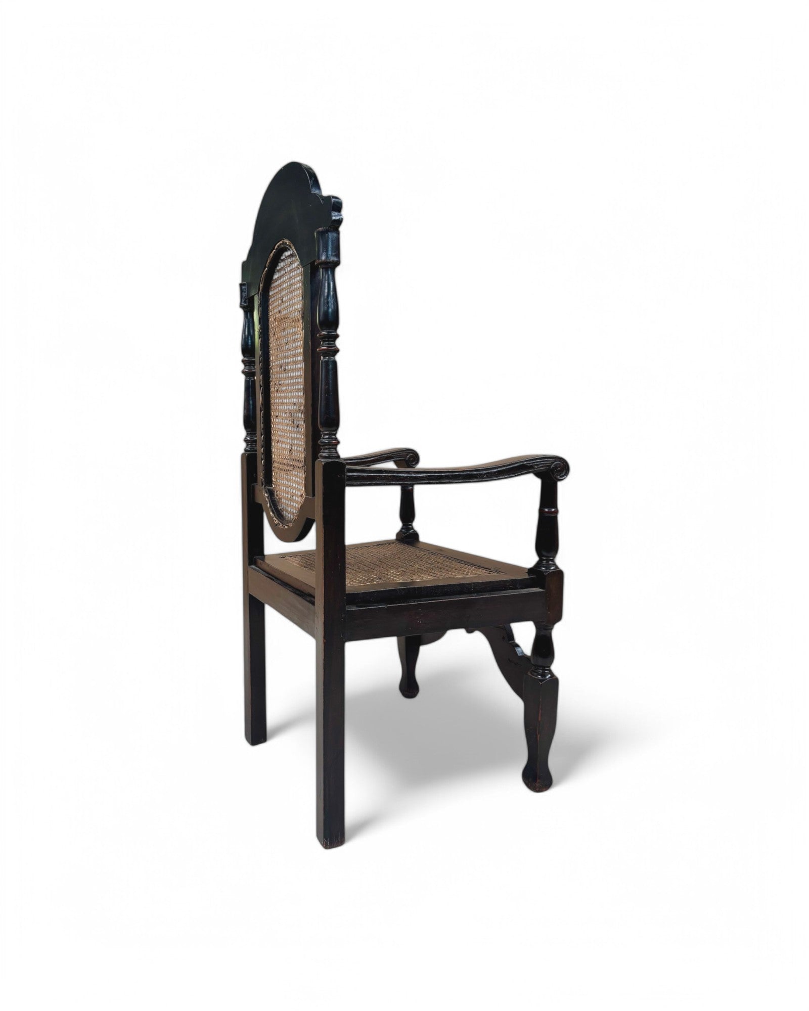 Grand Renaissance Hand Carved Oak & Caned Armchairs - Set of 6