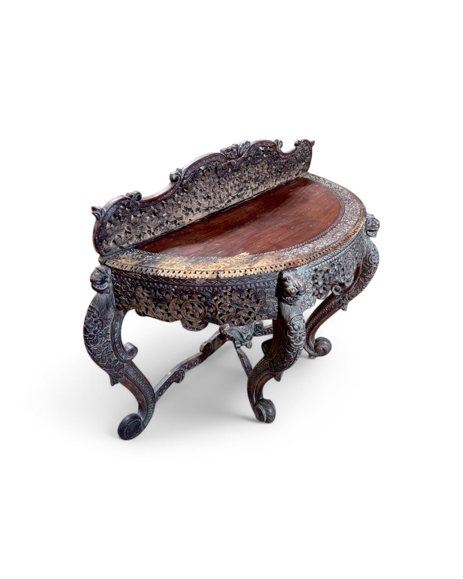 Royal Anglo-Indian Rosewood Ornate Hand Carved Console Table