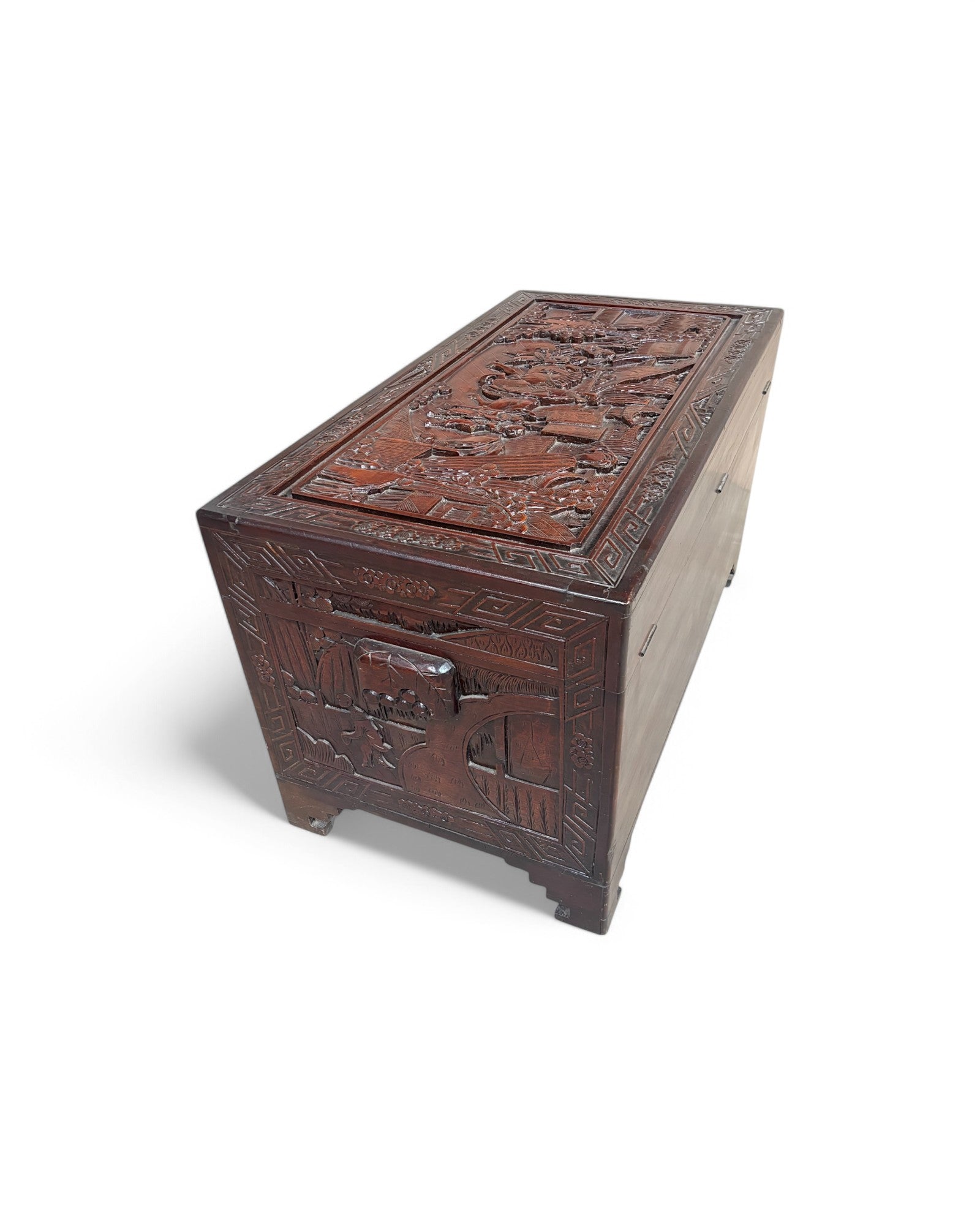 Fine Art Engraved Antique Chinese Storage Chest
