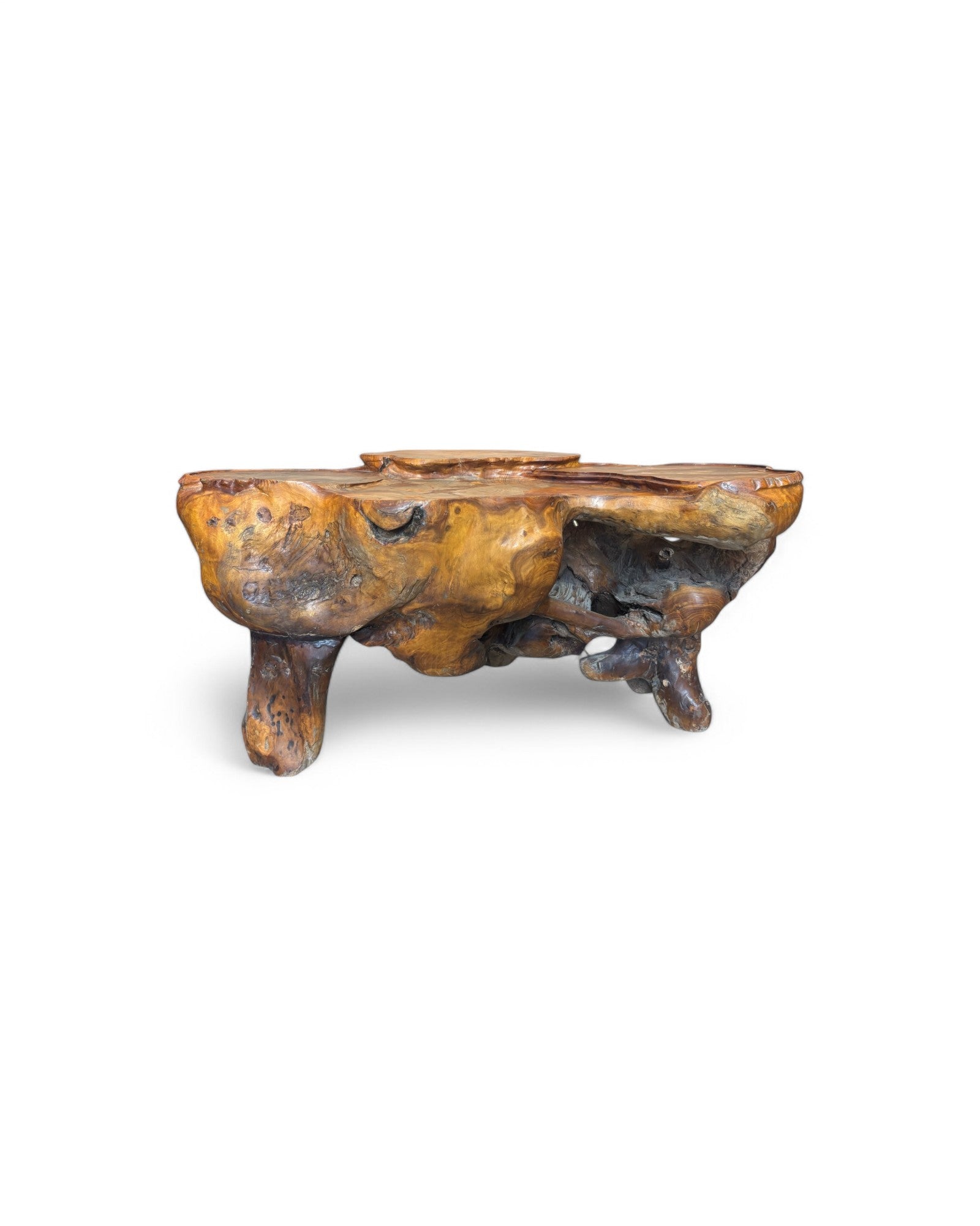 Natural Wood Carved Zhang Tea Table Station