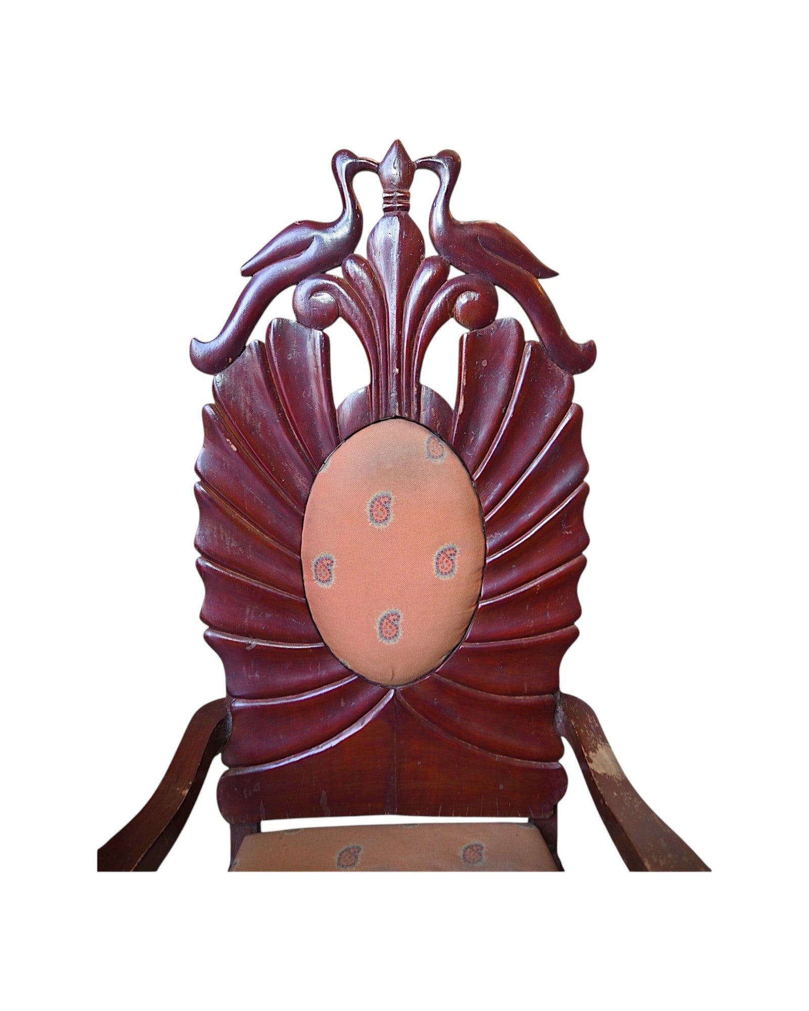 1940 Anglo-Indian Royal Colonial Peacock High Back Armchairs - Set of 2