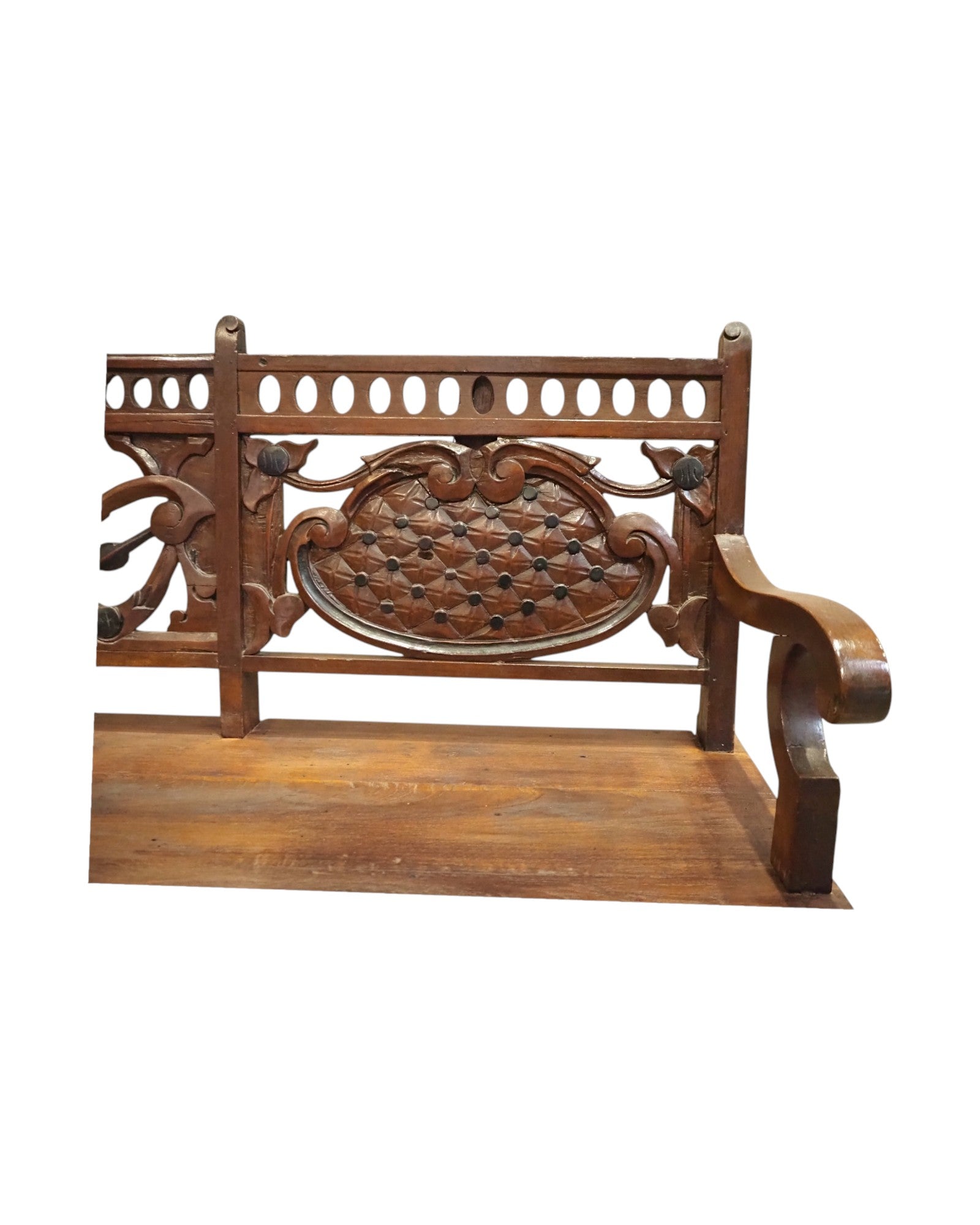 1920s Royal Colonial Carved Storage Bench