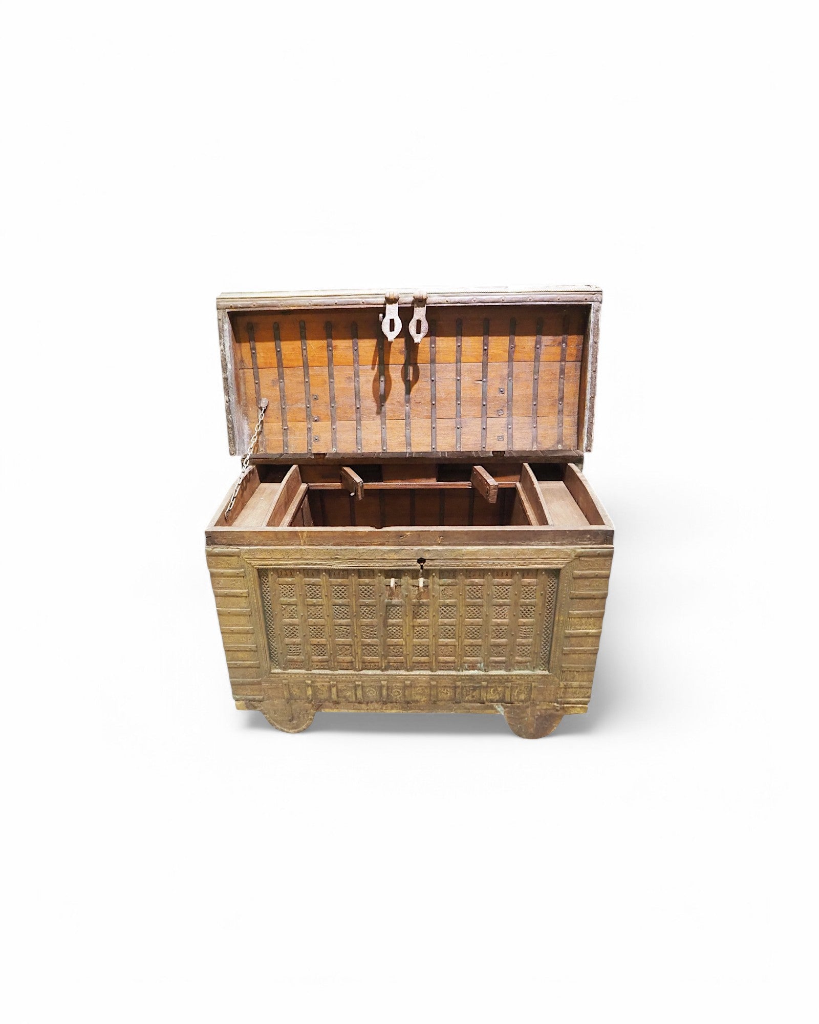 1940s Antique Jodhpuri Brass Plated Pitara Storage Chest