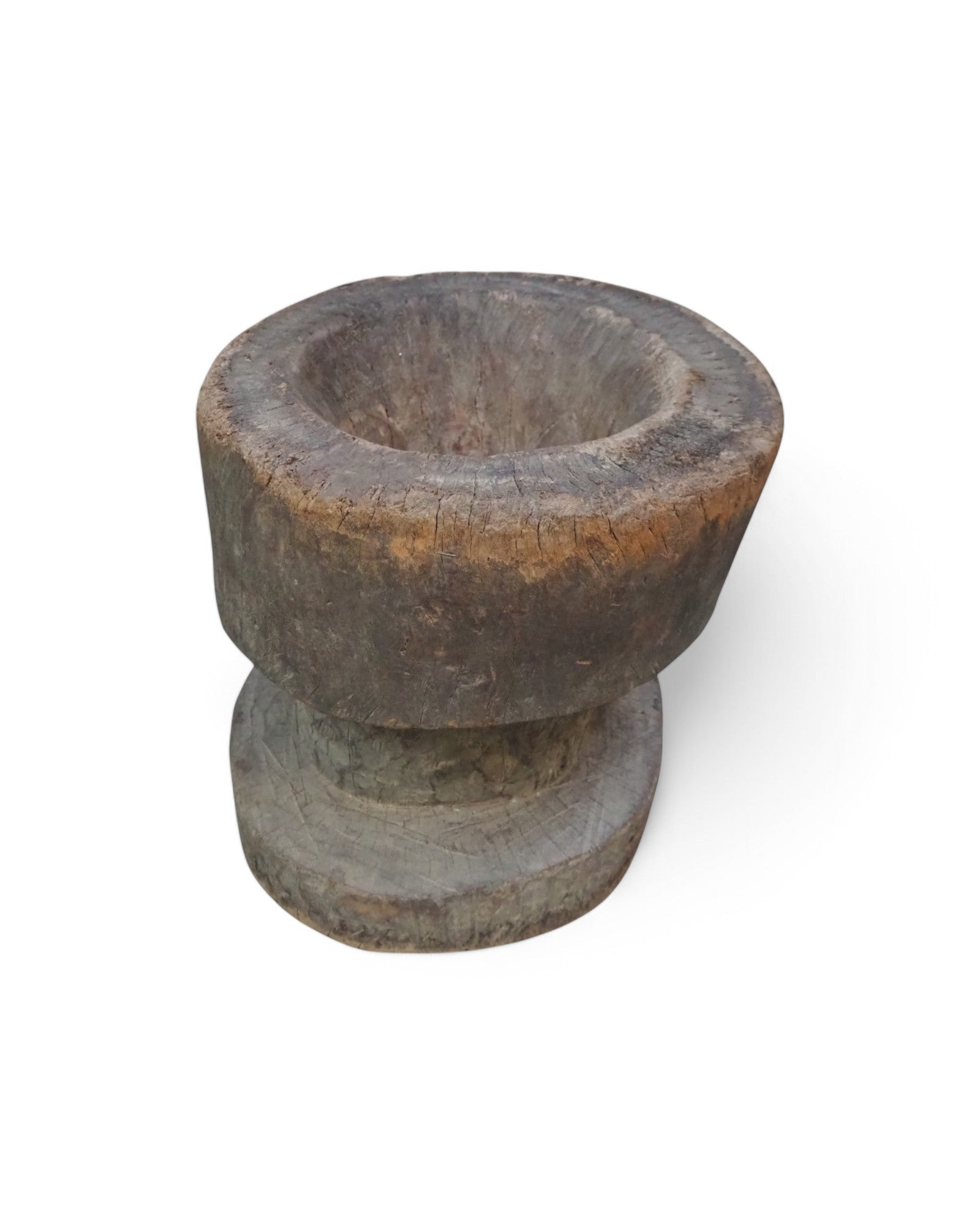 1920s Round Sectioned Indian Wooden Mortar