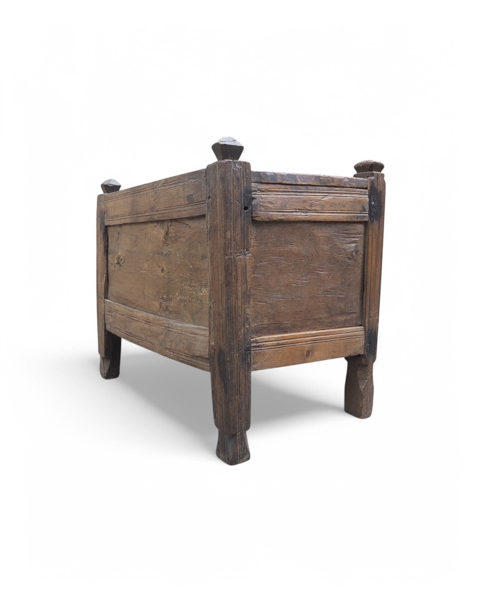 Ornate Indian Checkered Mandala Pitara Storage Chest 1920s