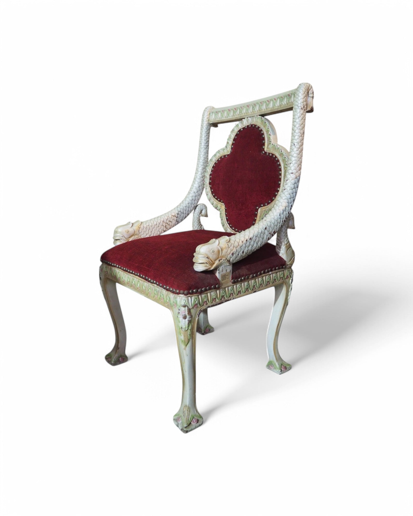 1920s Mermaid Pearl Antique Dining Table Set - 1 Table 8 Dining Chairs