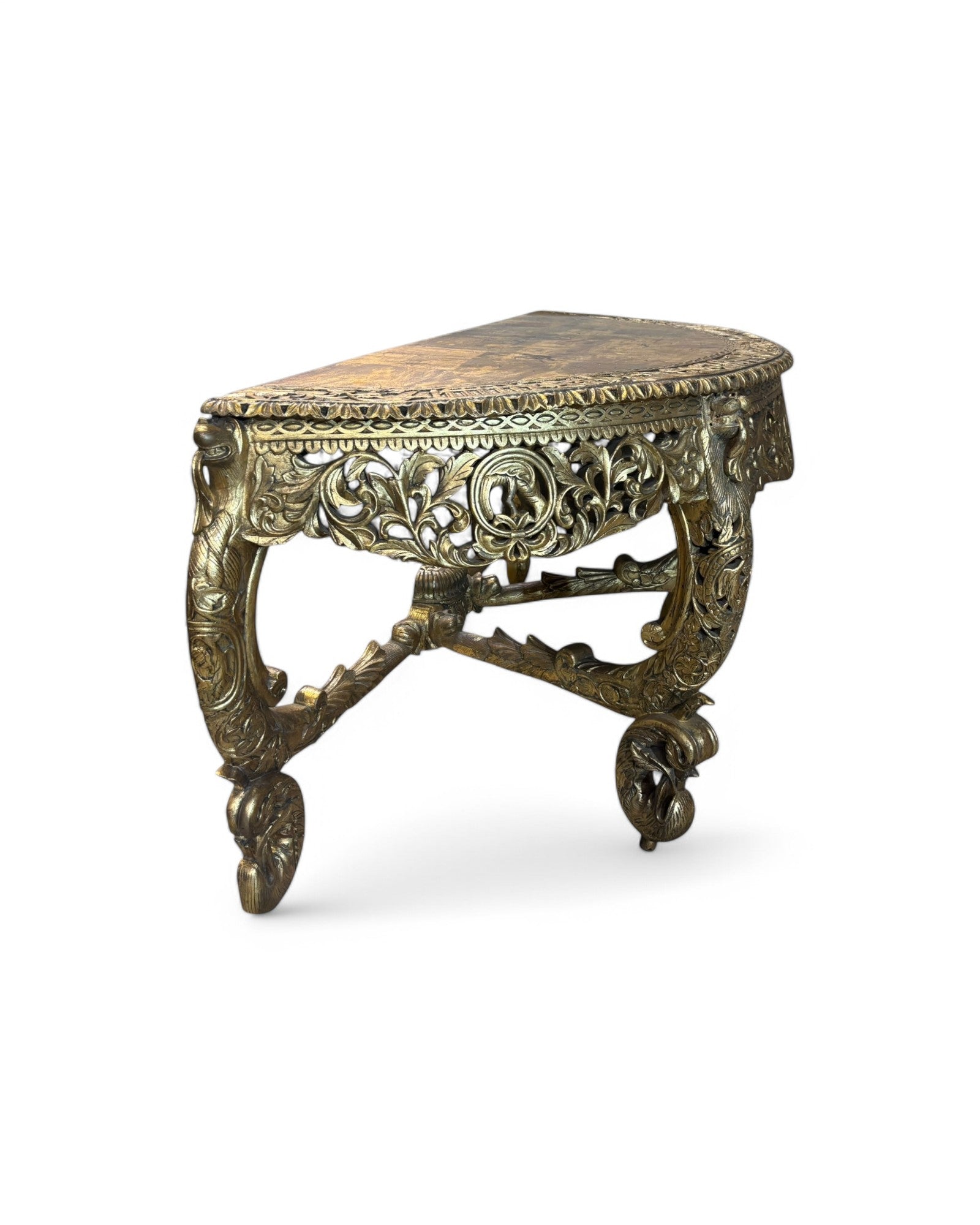 Golden Leaf Royal Regency Carved Teak Console
