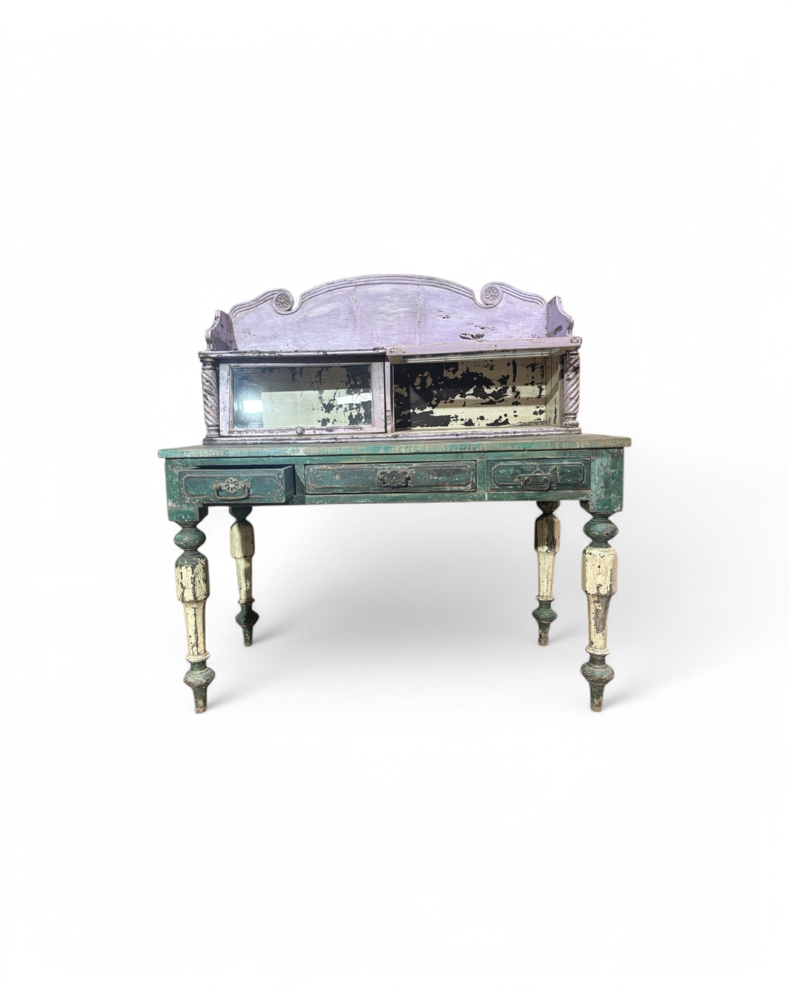 Multi-coloured Anglo-Indian Traditional Style Drawer Writing Desk