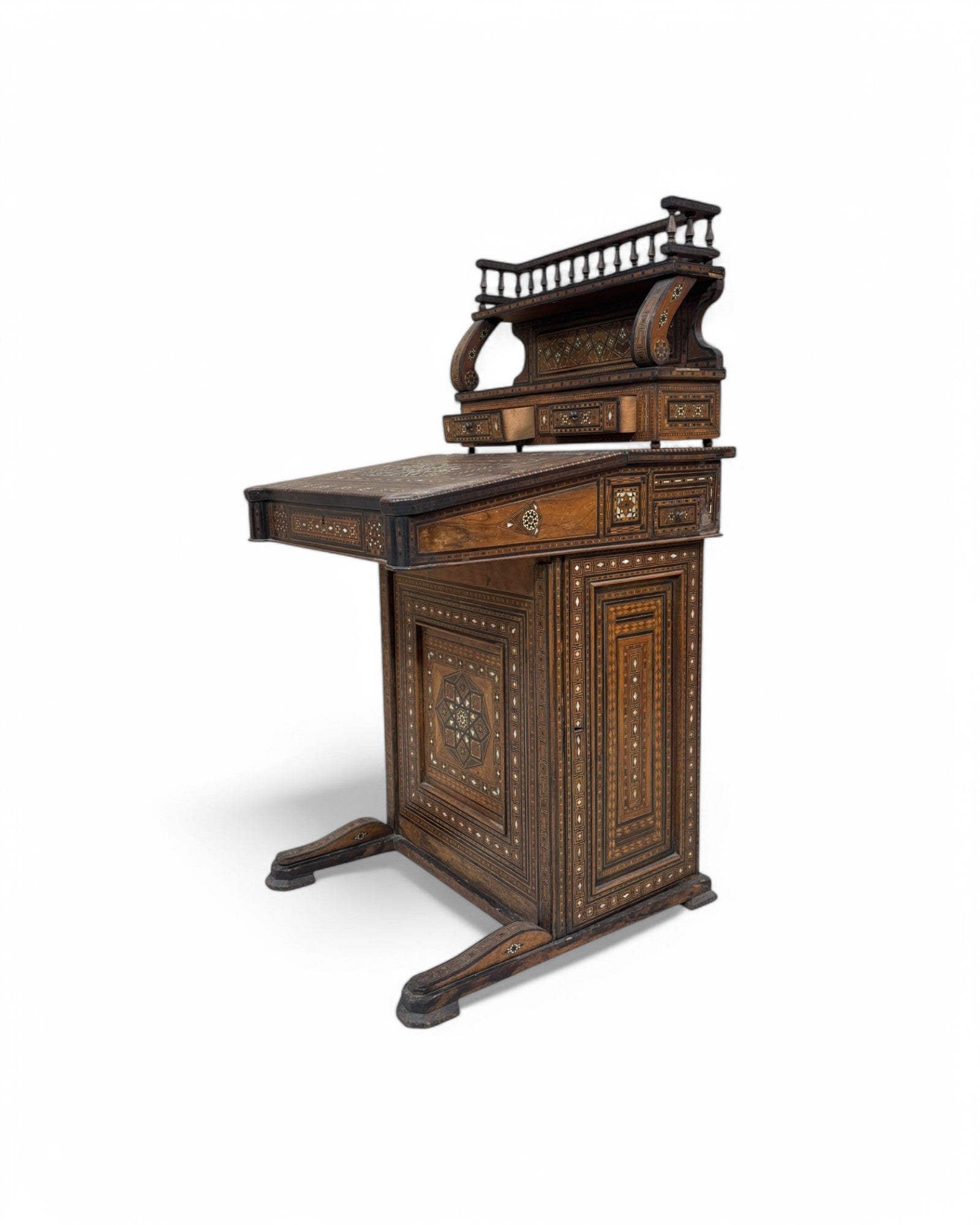 Moorish-Style Colonial Davenport Writing Desk