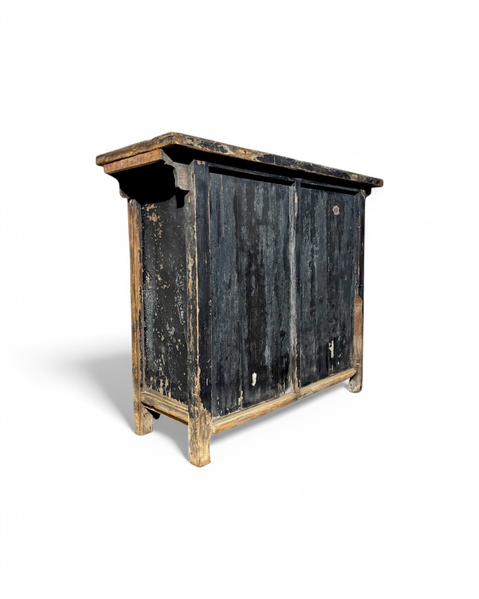 Antique Distressed Tibetan Black & Red Sideboard