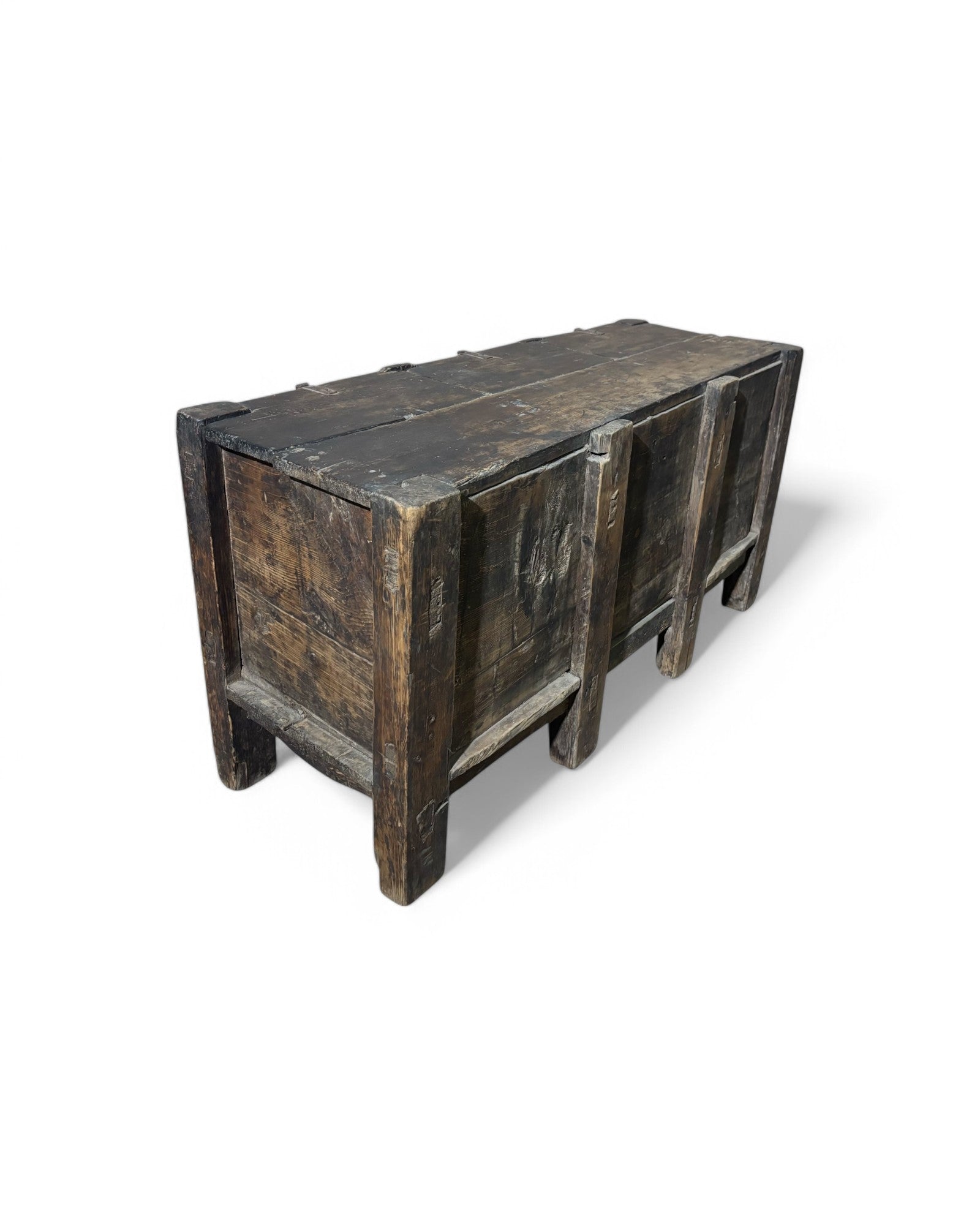 Antique Chinese Scenic Hand Painted Tri-Compartment Chest
