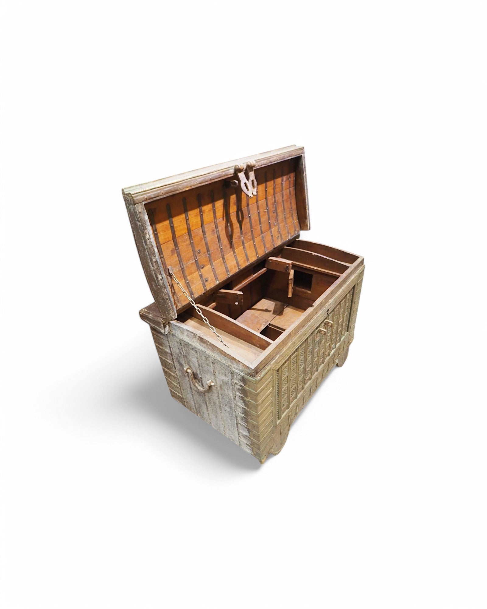 1940s Antique Jodhpuri Brass Plated Pitara Storage Chest