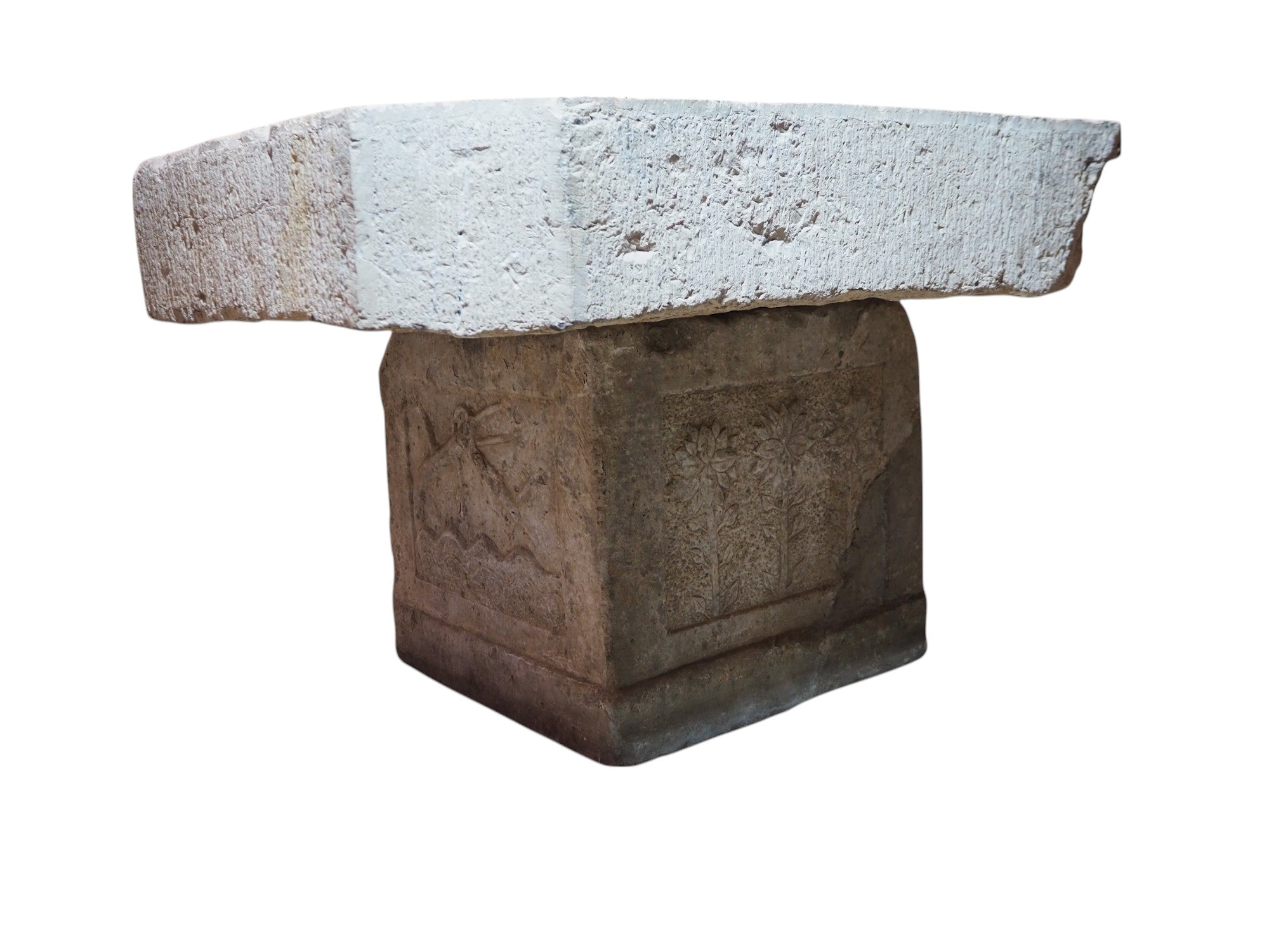 1750s Limestone Rectangular Shanxi Brutalist Cube Table
