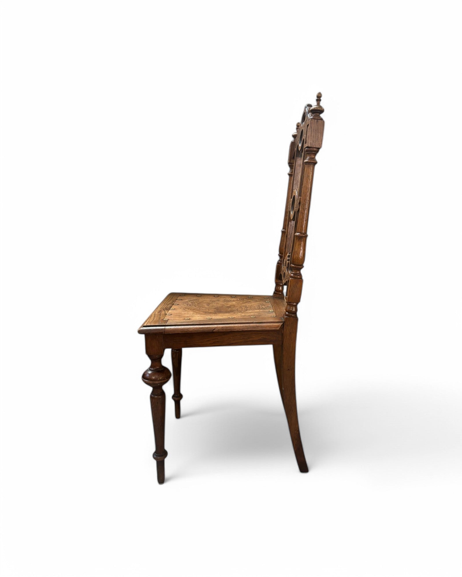 Antique Renaissance Carved Oak Cathedral Chairs - Set of 5