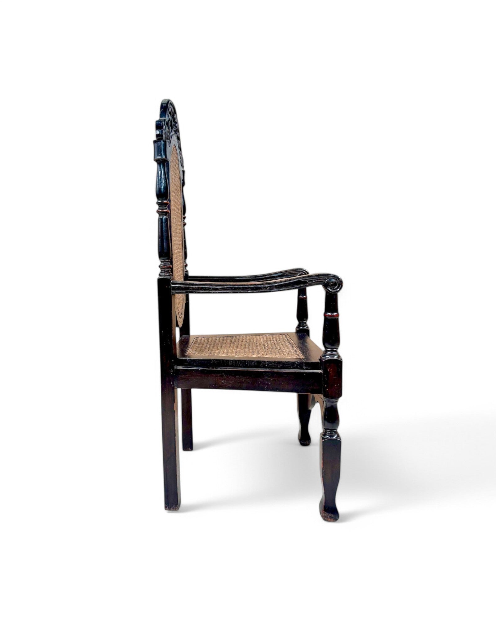 Grand Renaissance Hand Carved Oak & Caned Armchairs - Set of 6