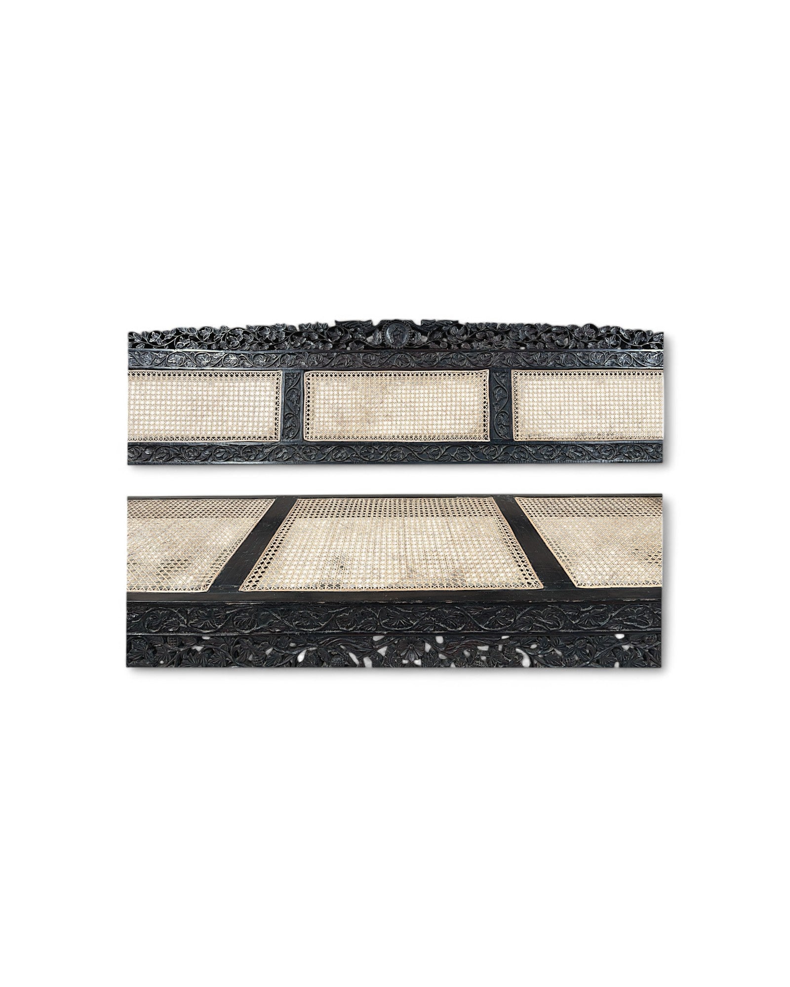 Anglo-Indian Colonial Style Rosewood & Cane Long Bench