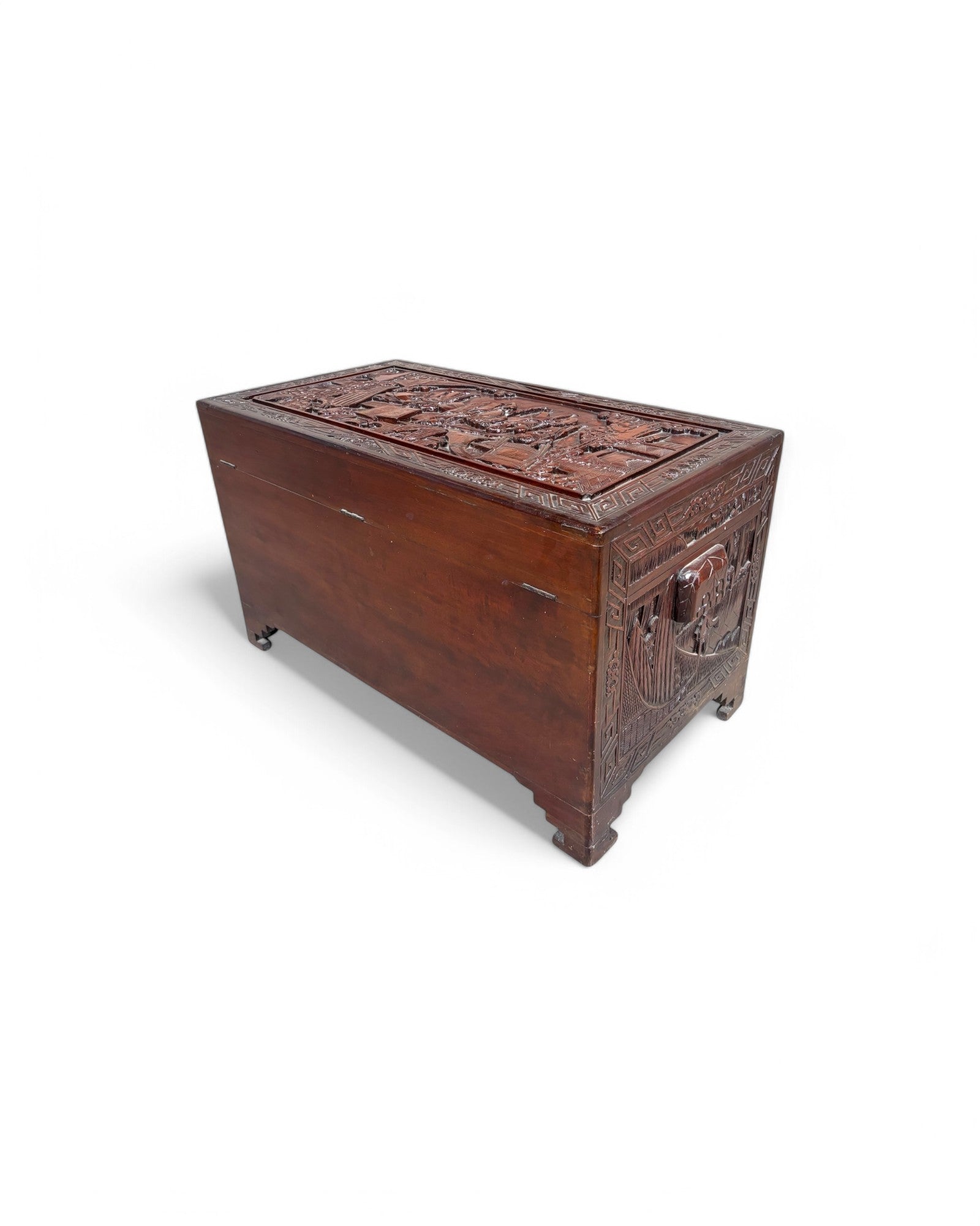 Fine Art Engraved Antique Chinese Storage Chest