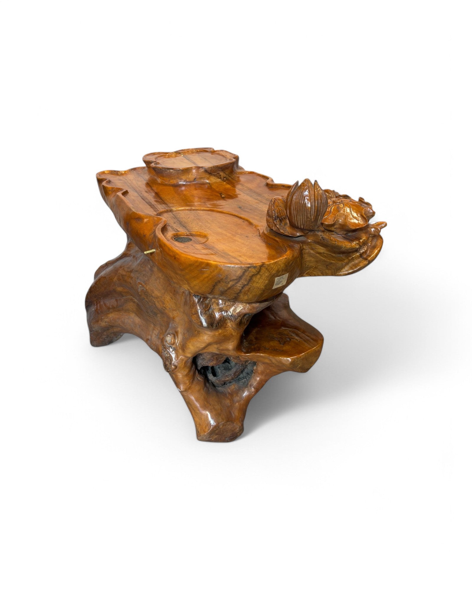 Lotus & Koy Carved Zhang Tea Table Station