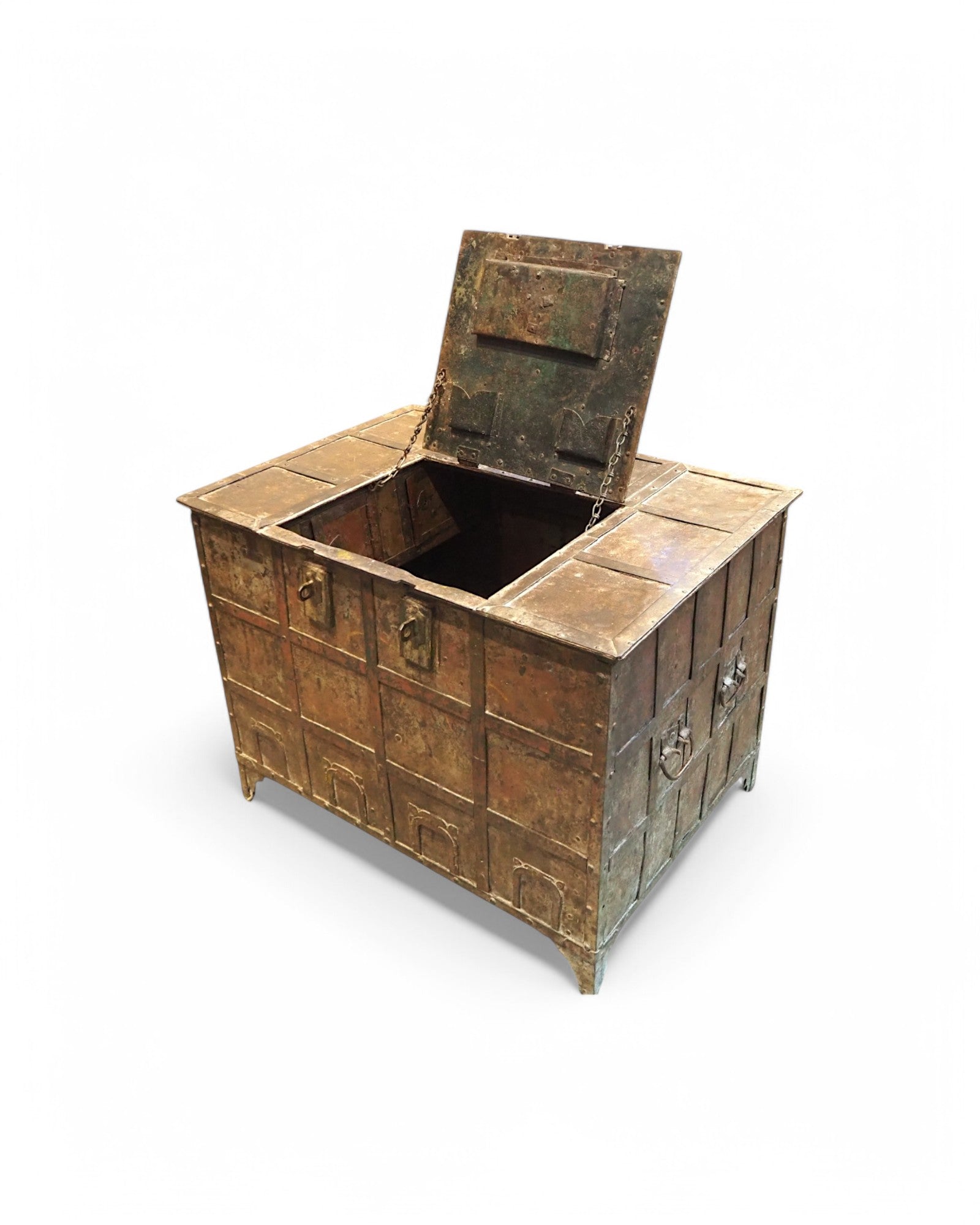 Gujarat Iron Plated Pitara Storage Chest 1980s