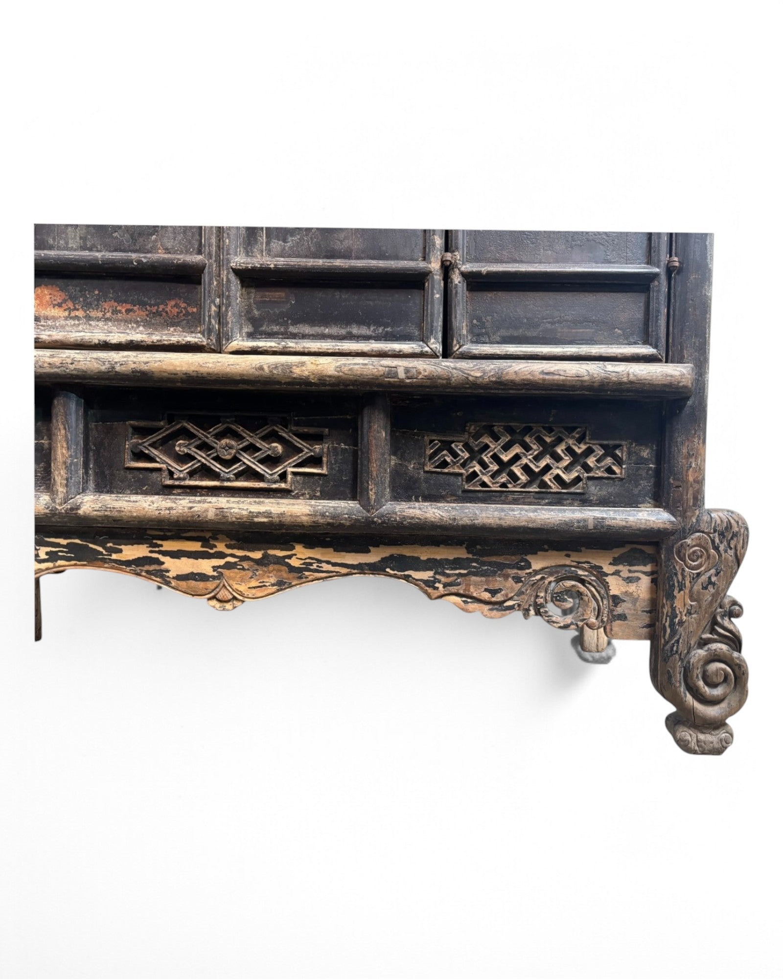 19th Century Antique Chinese Teak Folding Door Cabinet