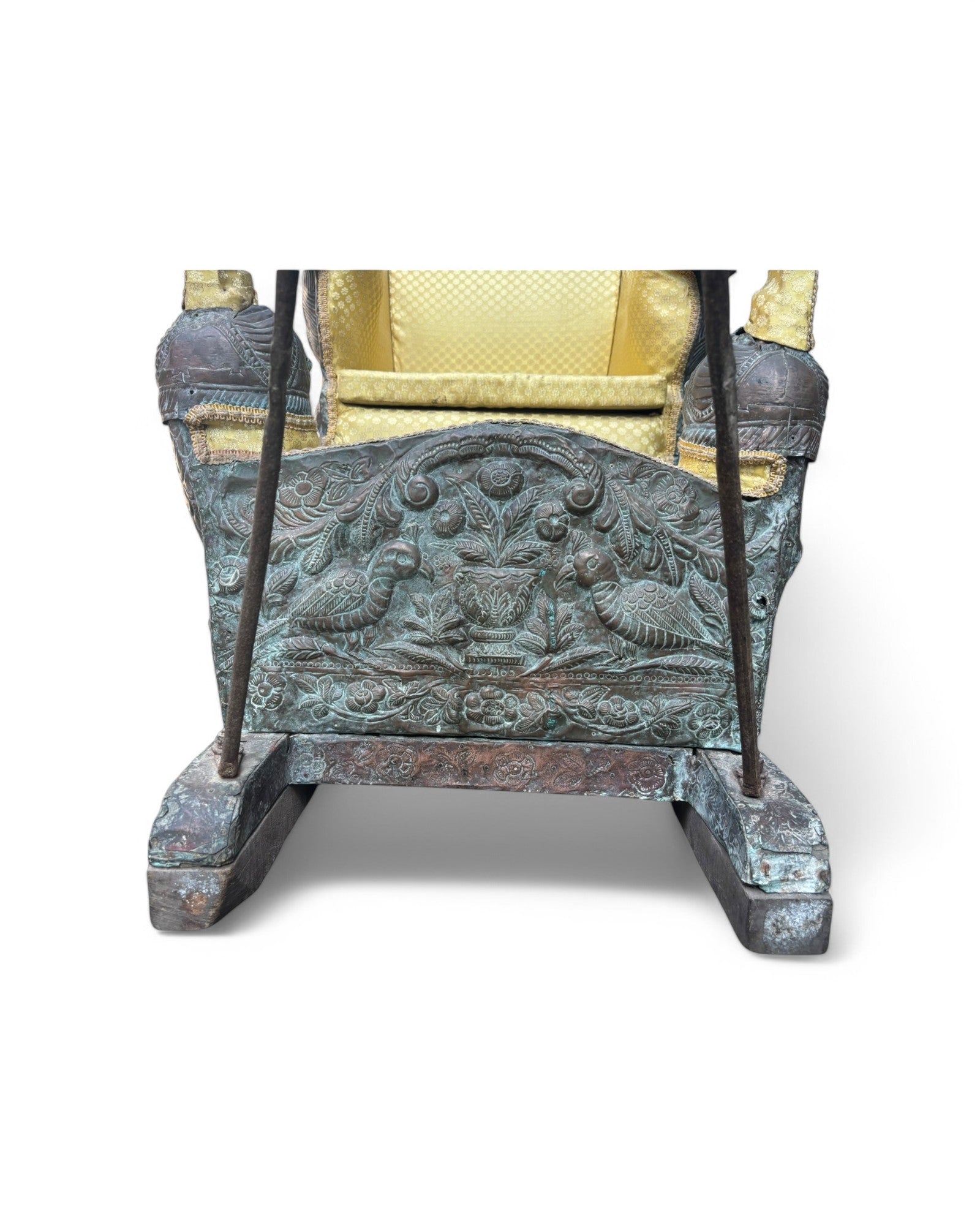 Indian Elephant Chair Bronze Palanquen with Lion Embellishments