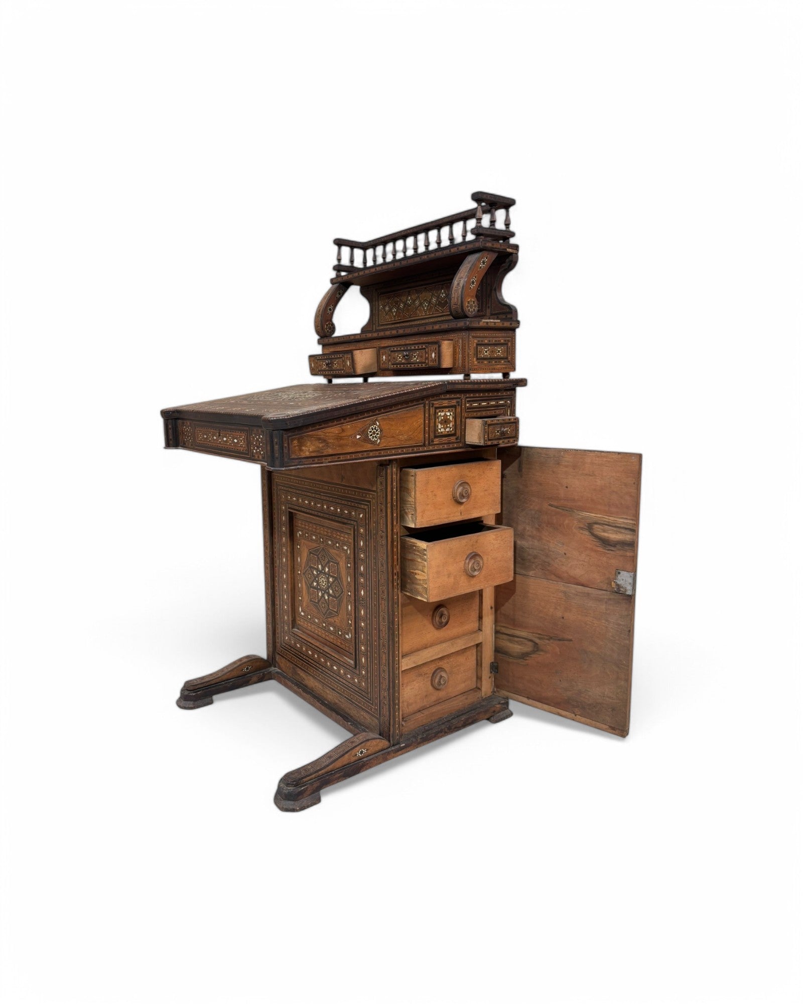 Moorish-Style Colonial Davenport Writing Desk