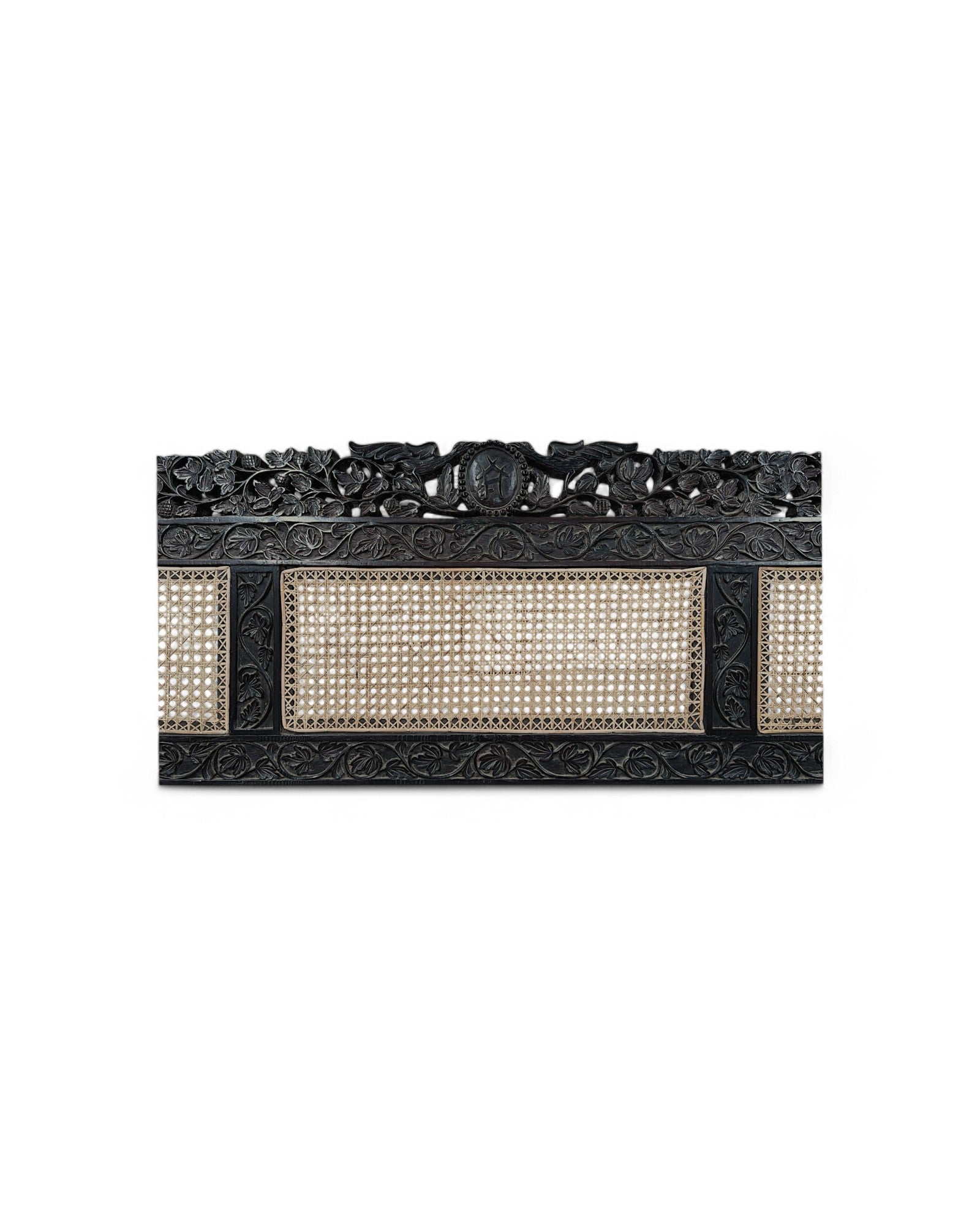 Anglo-Indian Colonial Style Rosewood & Cane Long Bench