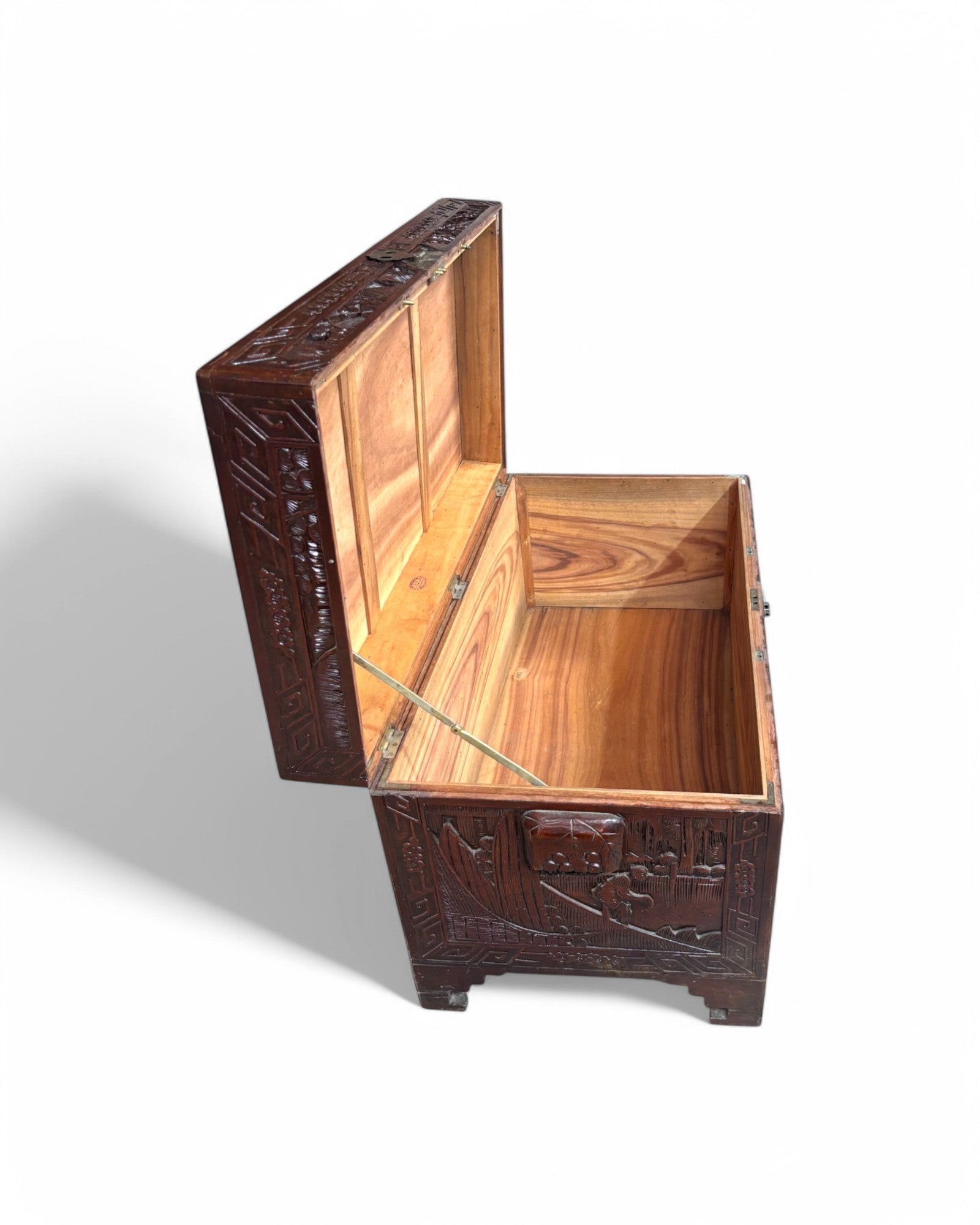 Fine Art Engraved Antique Chinese Storage Chest