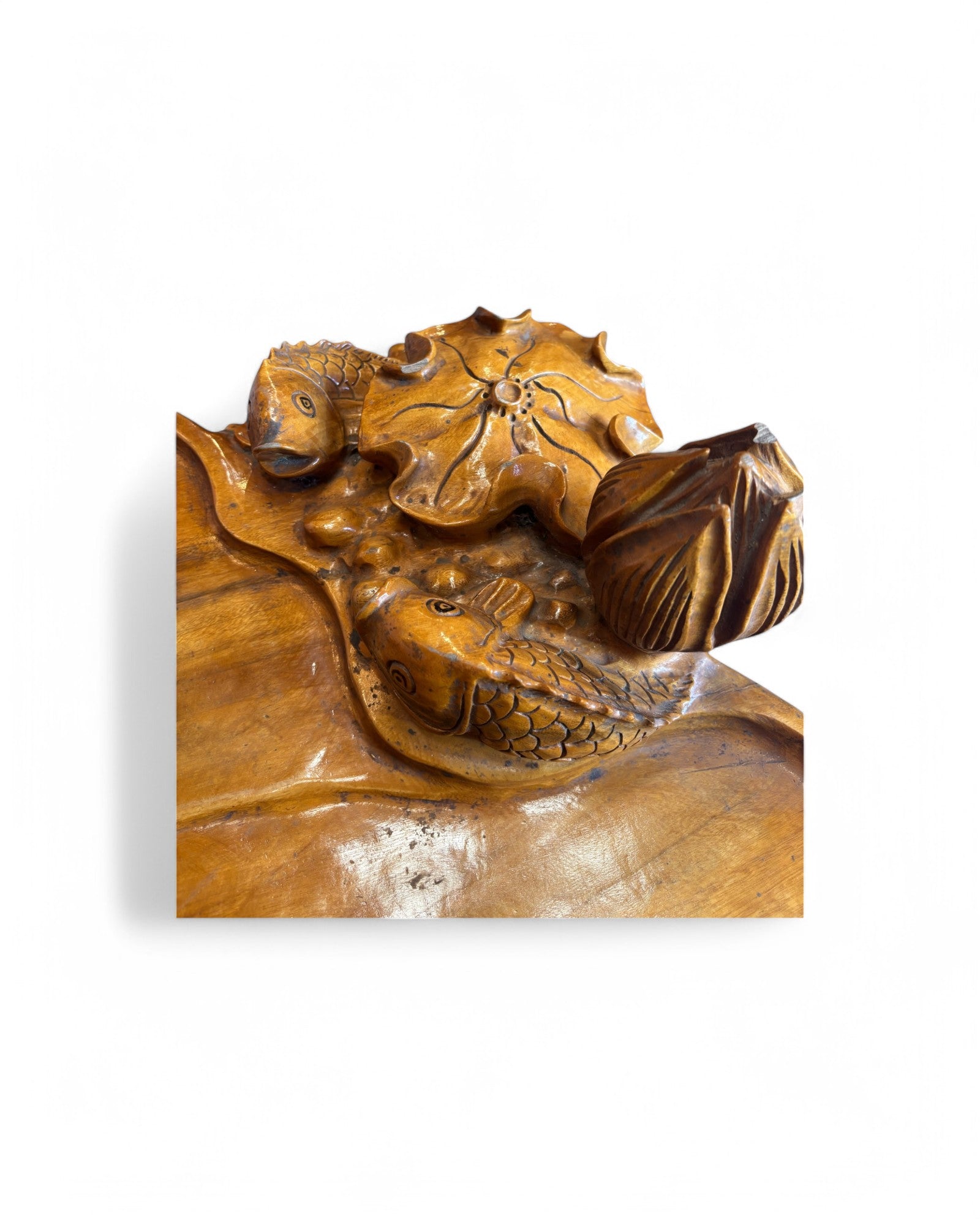 Lotus & Koy Carved Zhang Tea Table Station