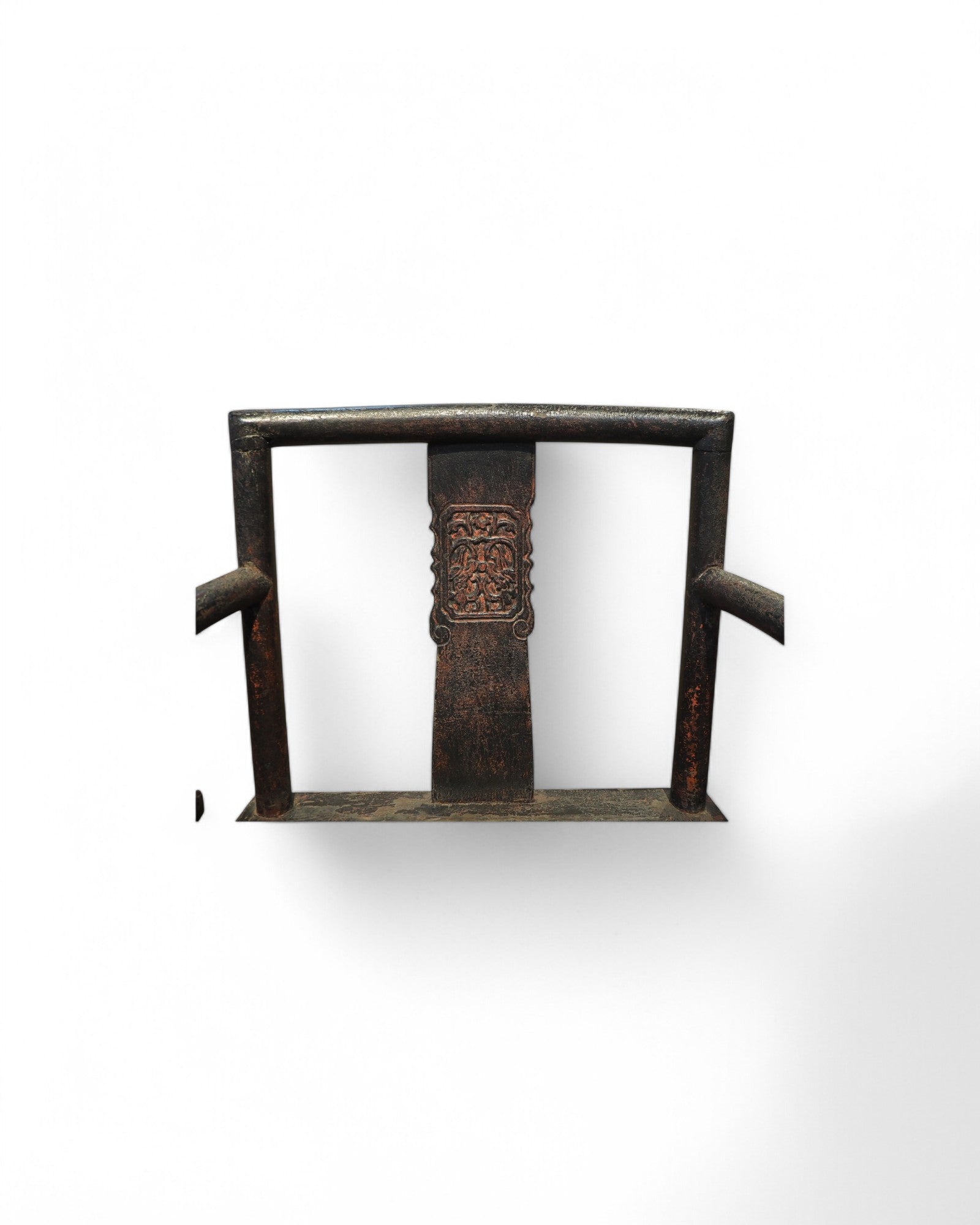 Red Mid Qing Burned Elm Carved Middle Qing Armchairs - Set of 2
