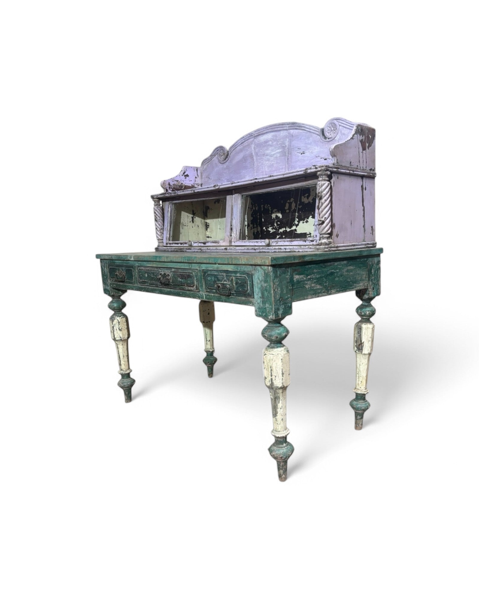 Multi-coloured Anglo-Indian Traditional Style Drawer Writing Desk