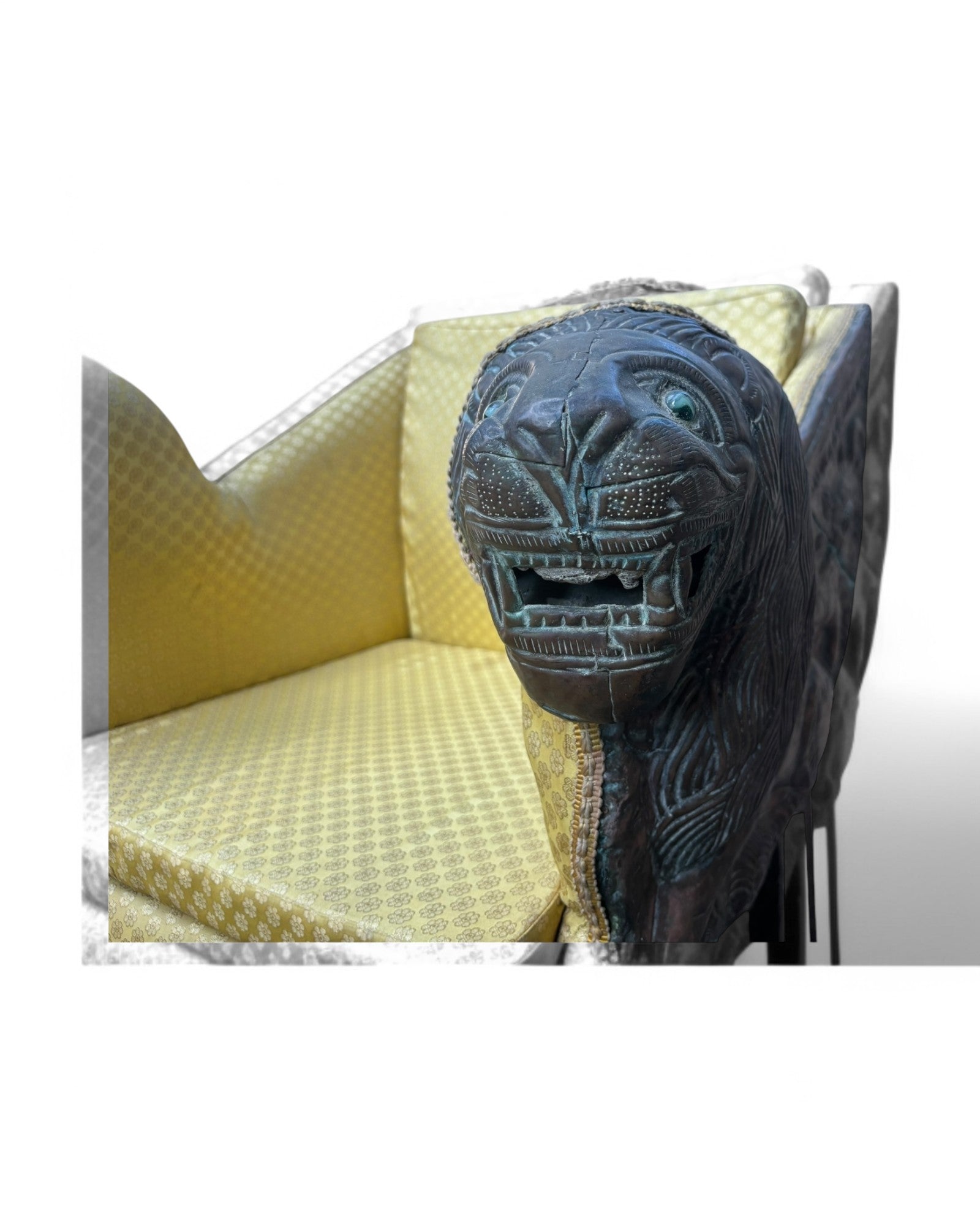 Indian Elephant Chair Bronze Palanquen with Lion Embellishments