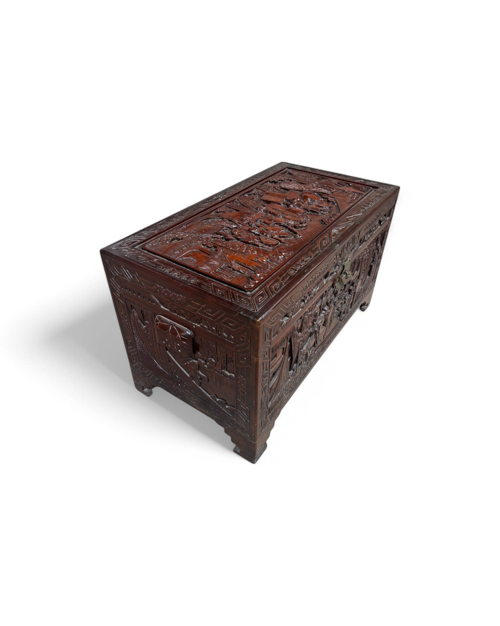 Fine Art Engraved Antique Chinese Storage Chest