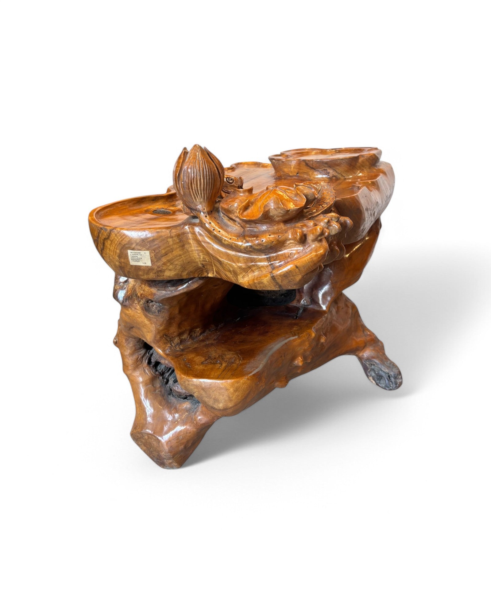 Lotus & Koy Carved Zhang Tea Table Station