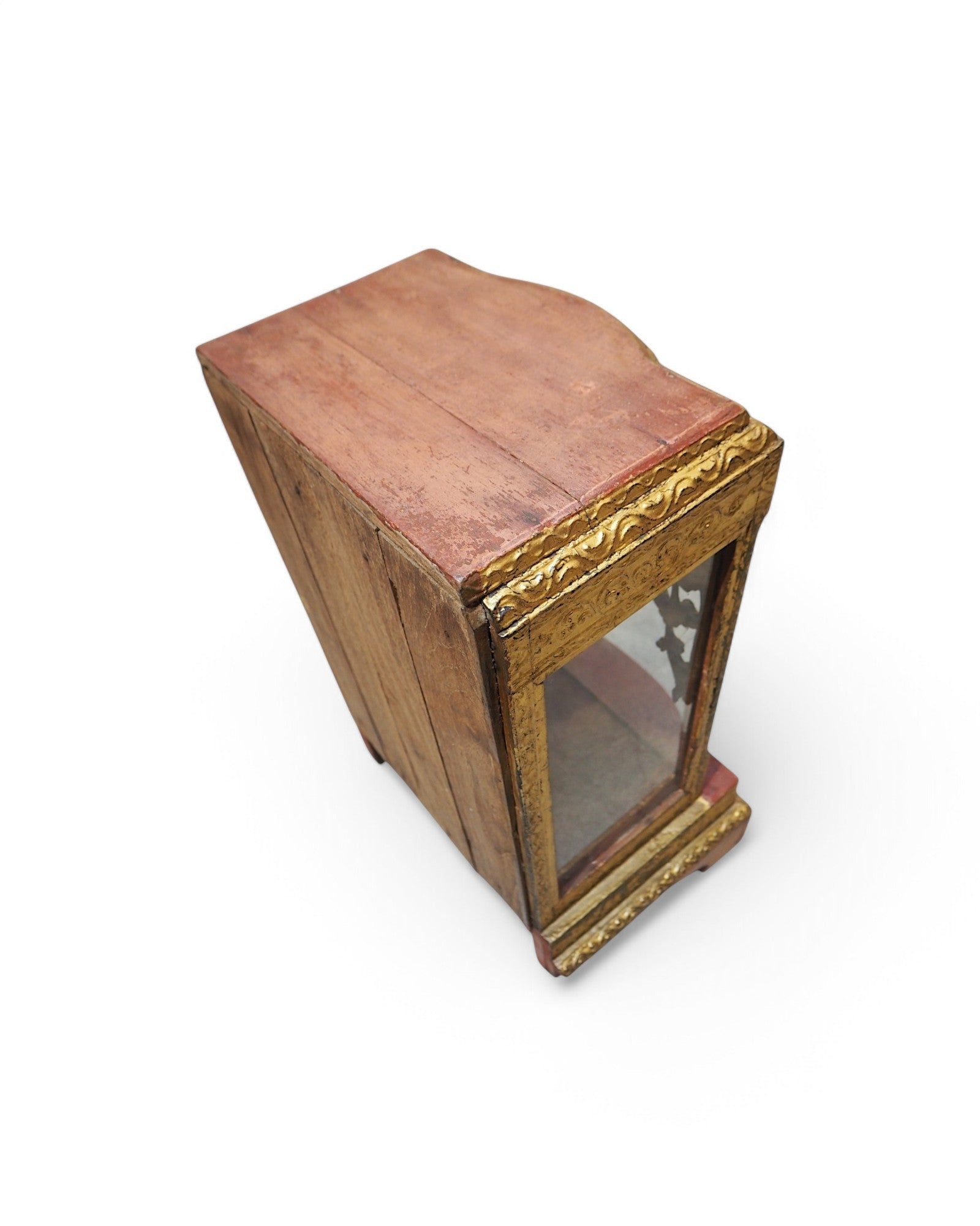 Antique Burmese Wooden Buddha Shrine with Silver Backdrop