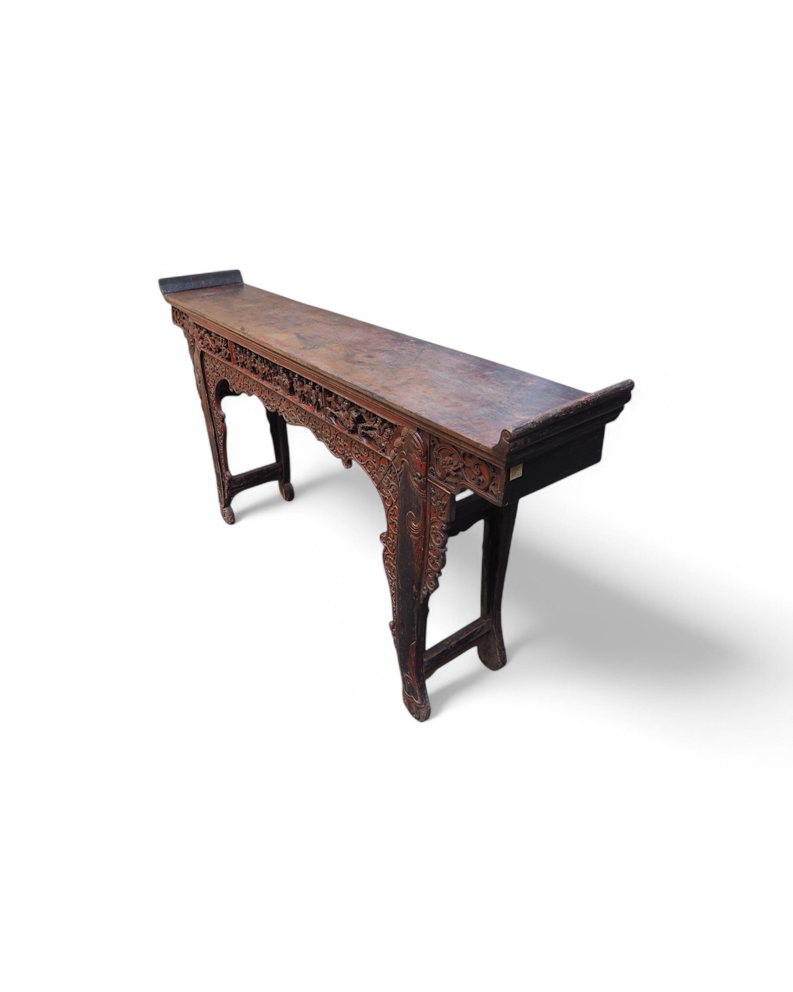 Fujian Red & Black Trim Emperor Mid Qing Ornate Console - Surround Living - 14