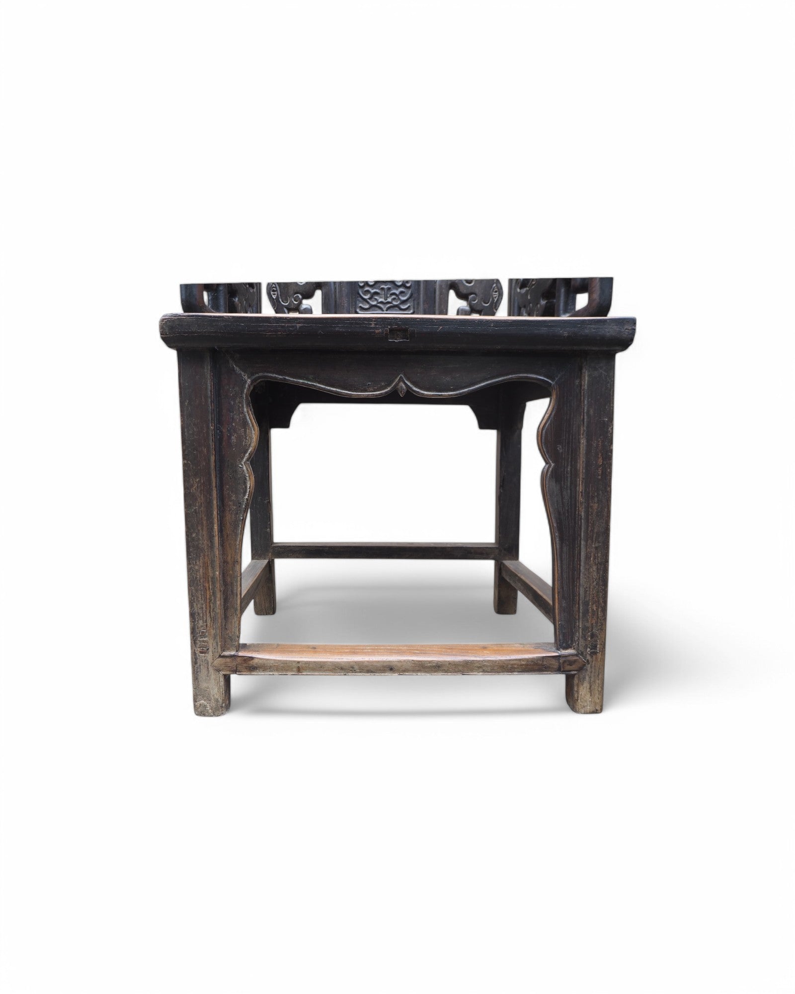 Mid Qing Dynasty Black Elm Lacquered Zhuo Vine Armchairs - Set of 2