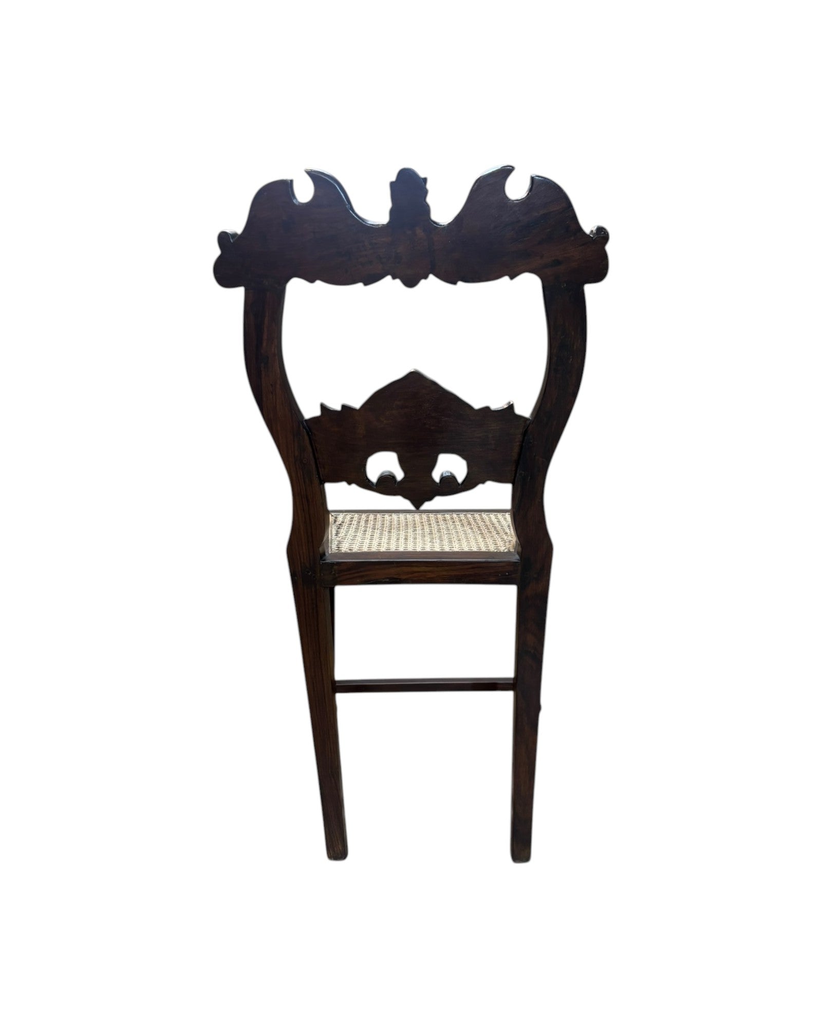 Anglo-Indian Rosewood Carved Settee chair with Rattan Seating